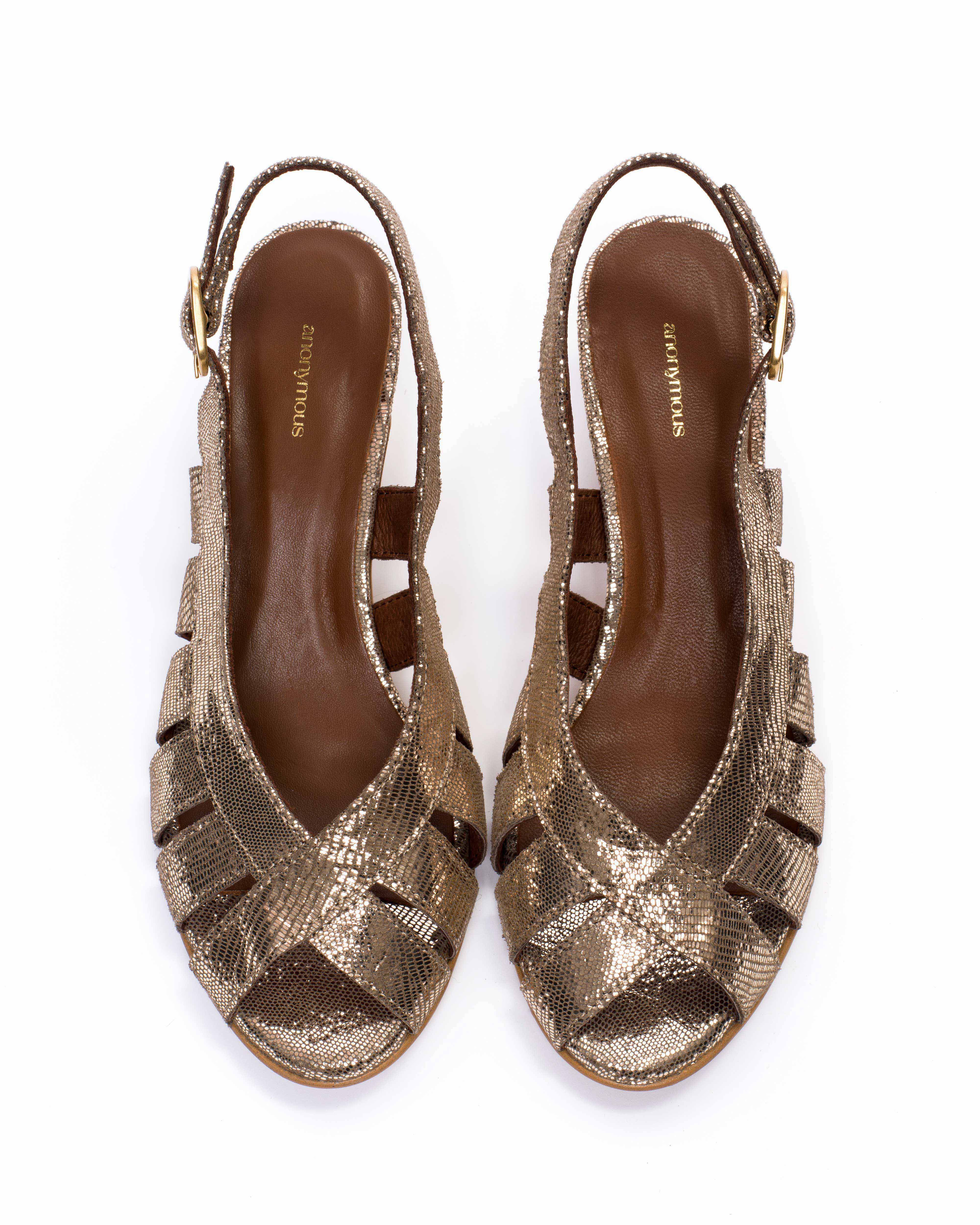 Sophie 50 stiletto Lizard metallic goat Vintage champagne