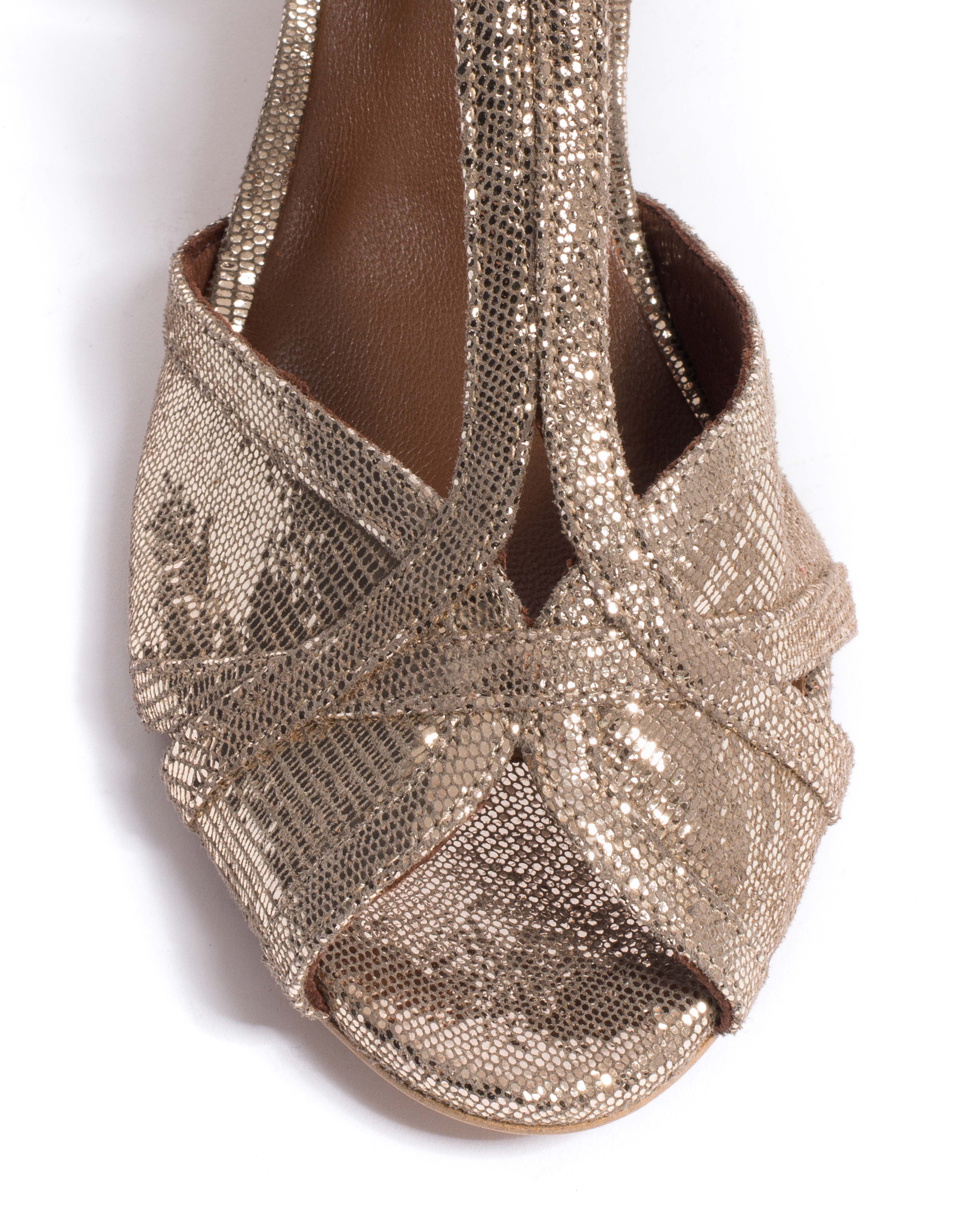 Therese 55 Lizard metallic goat Vintage champagne