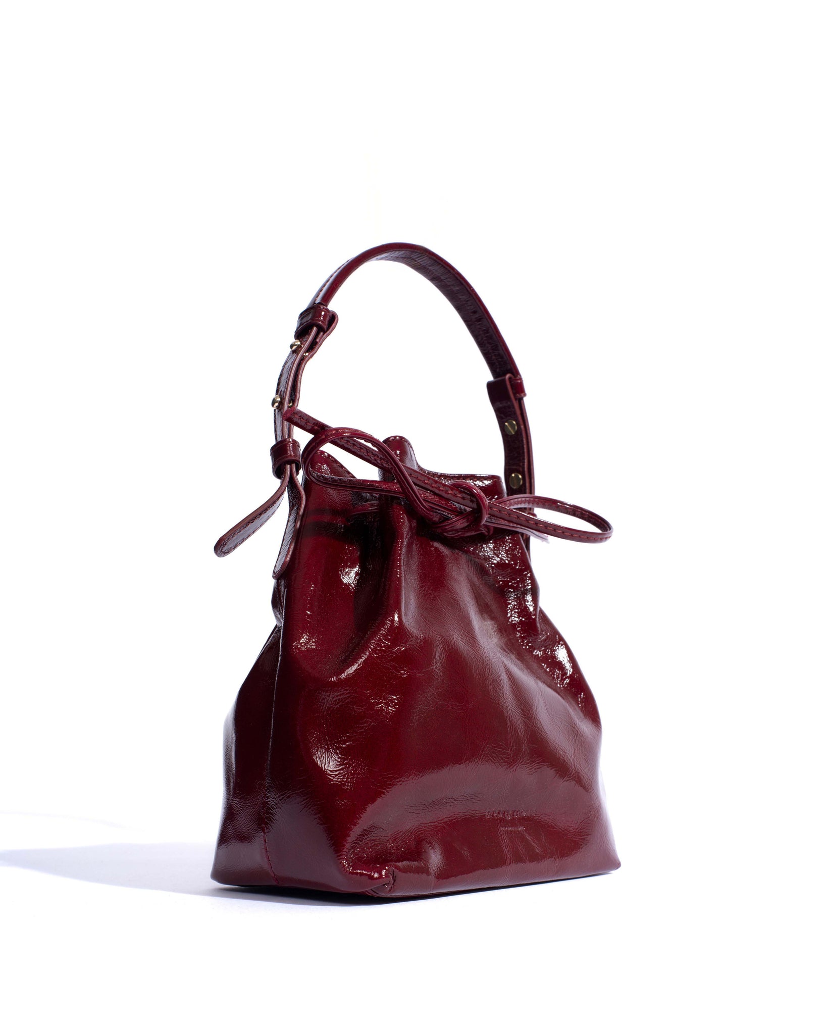 Kacey petite bucket bag Crinkled polished goat Pomegranate
