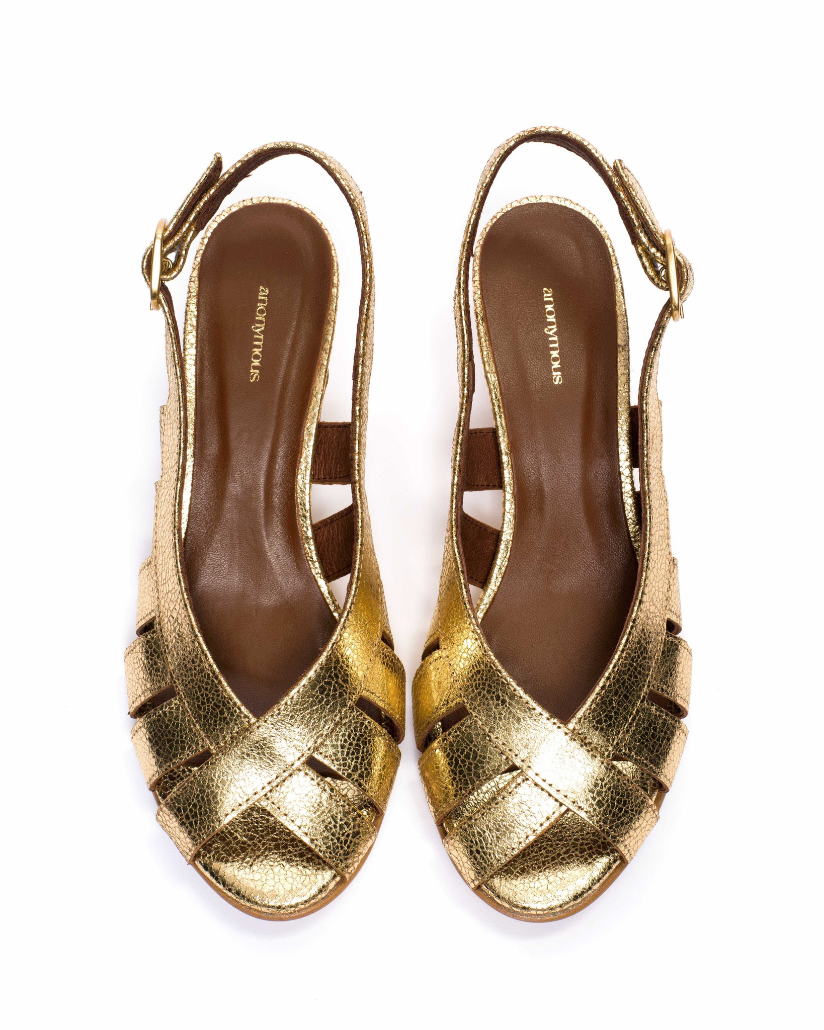 Sophie 50 stiletto Crackled metallic goat Gold
