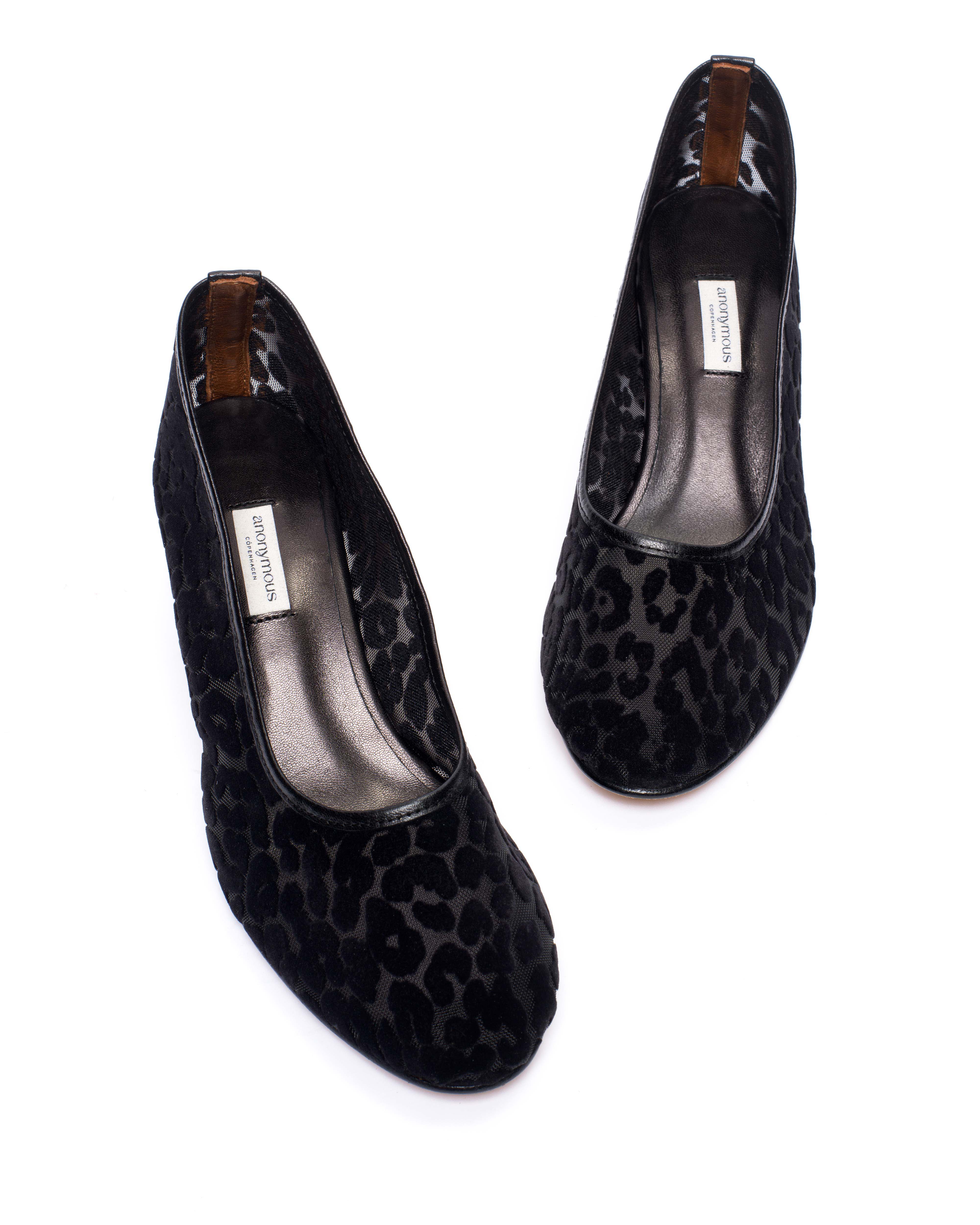 Sacha 40 mesh Shiny lamb & mesh velvet leopard Black