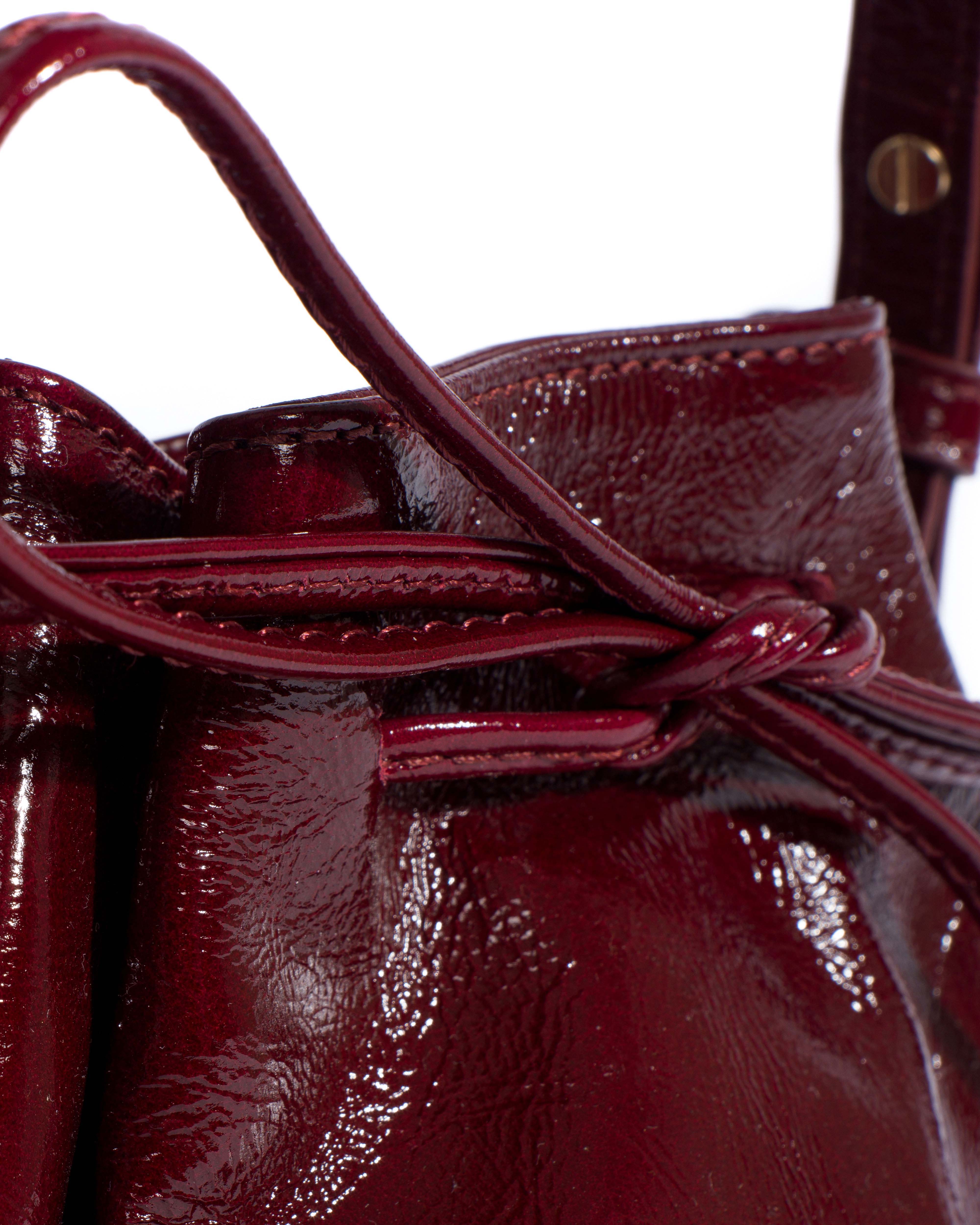 Kacey petite bucket bag Crinkled polished goat Pomegranate