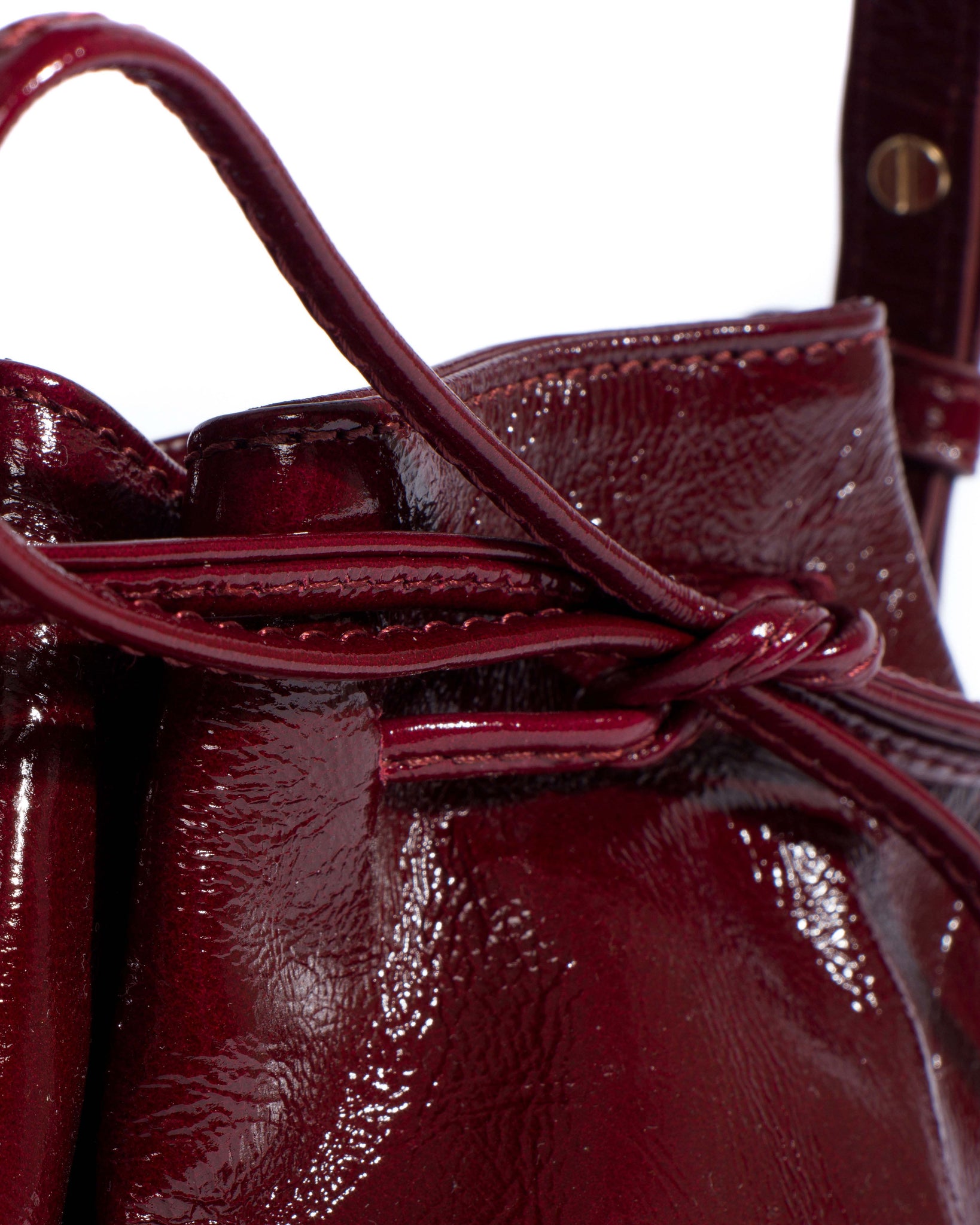 Kacey petite bucket bag Crinkled polished goat Pomegranate