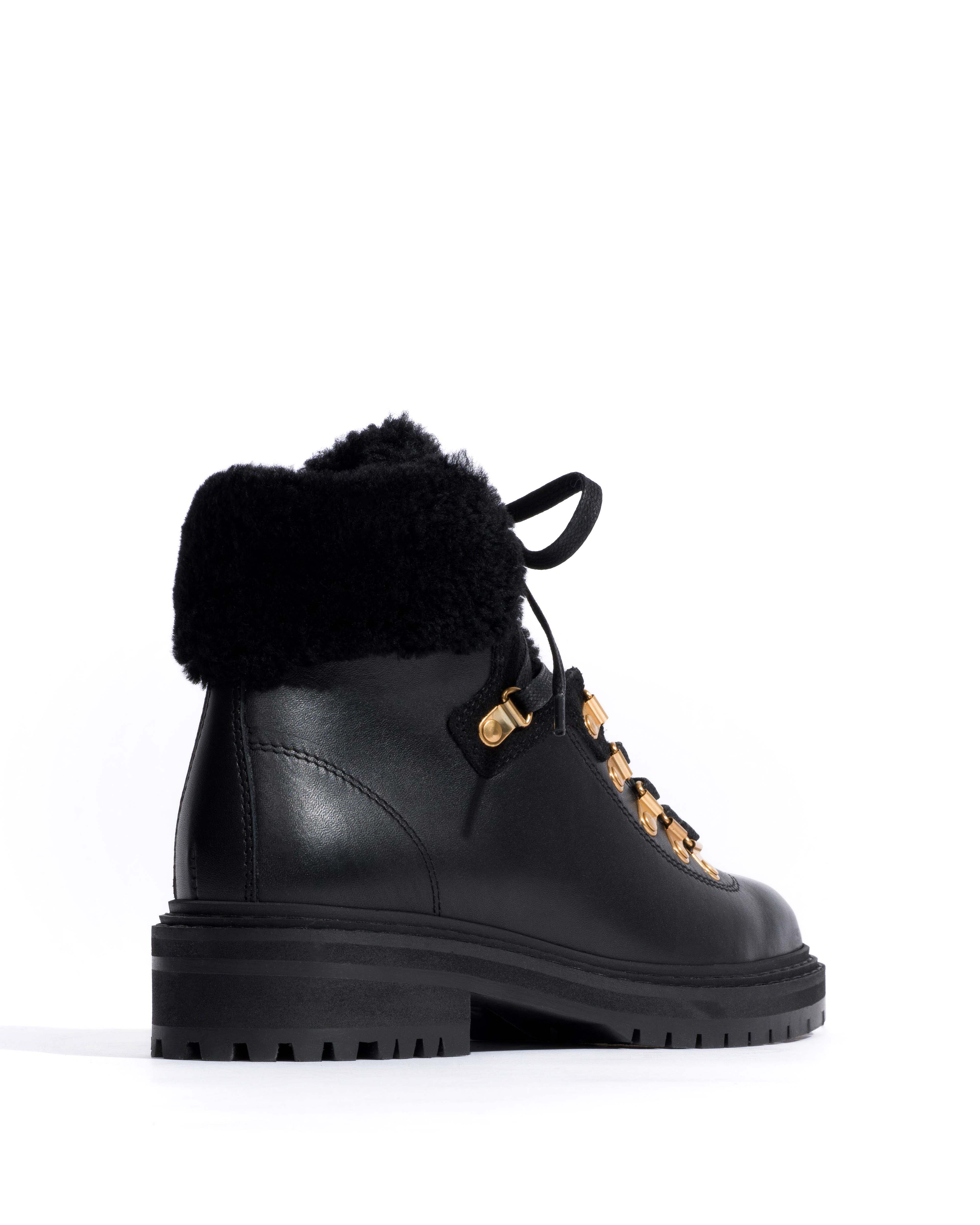 Beari lamb shearling Soft calf & suede leather Black