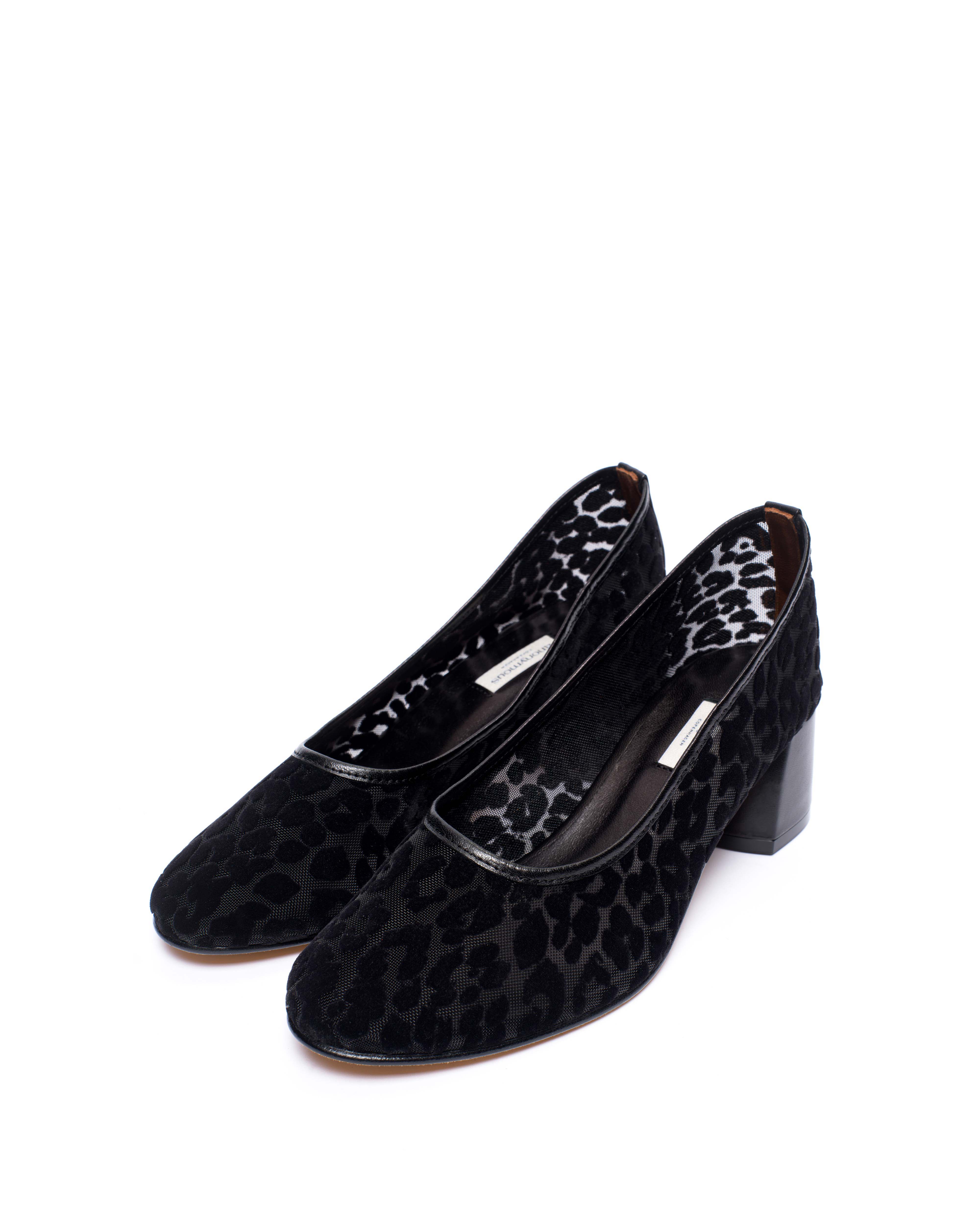 Sacha 40 mesh Shiny lamb & mesh velvet leopard Black