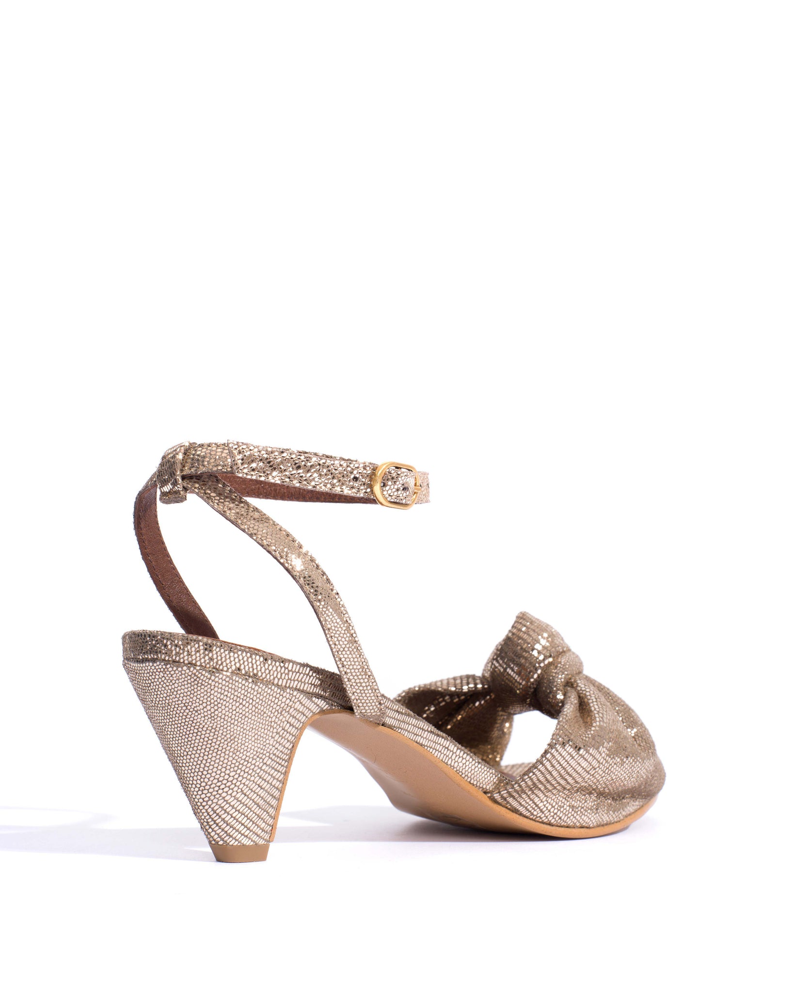 Aliza 50 stiletto Lizard metallic goat Vintage champagne -
