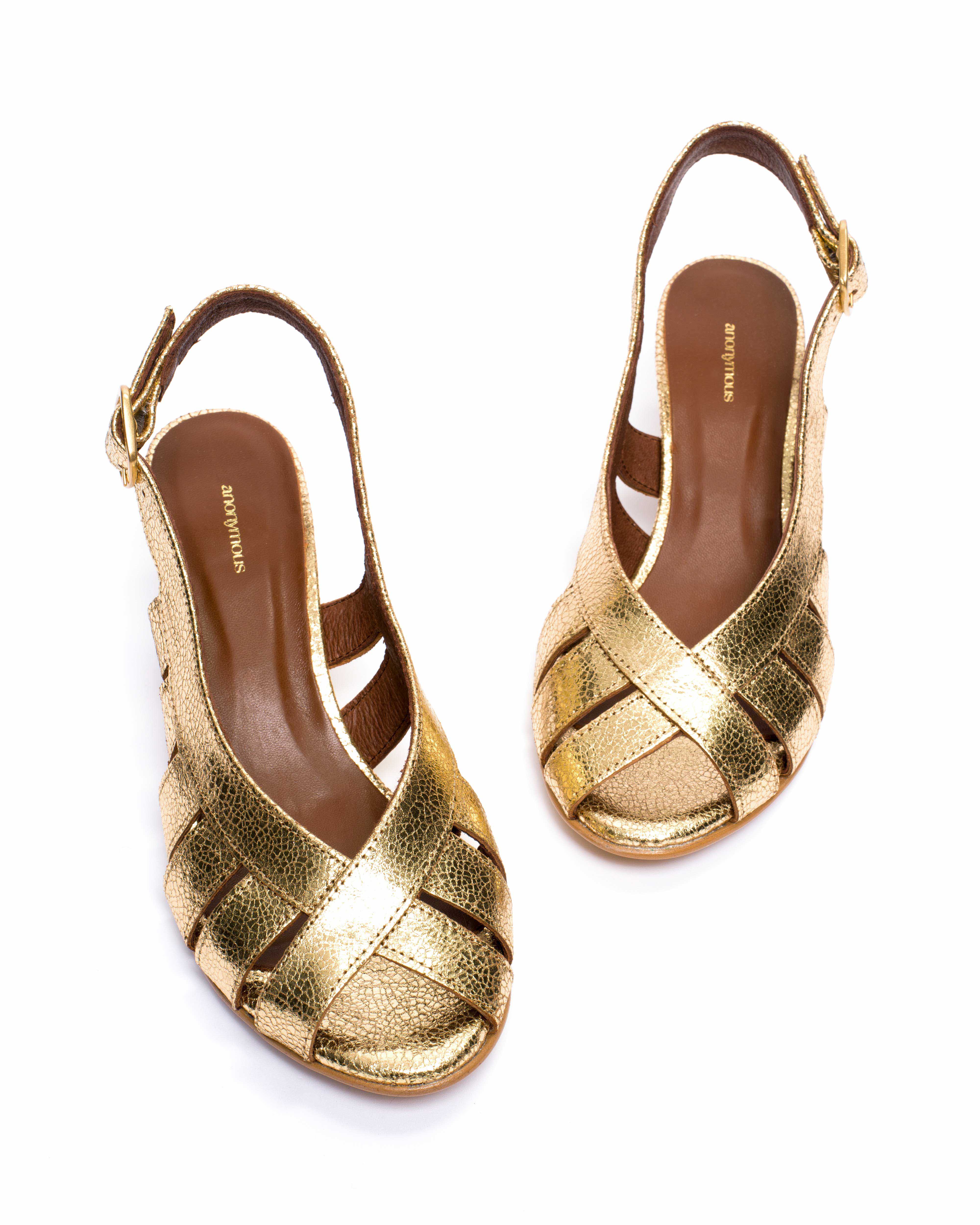 Sophie 50 stiletto Crackled metallic goat Gold