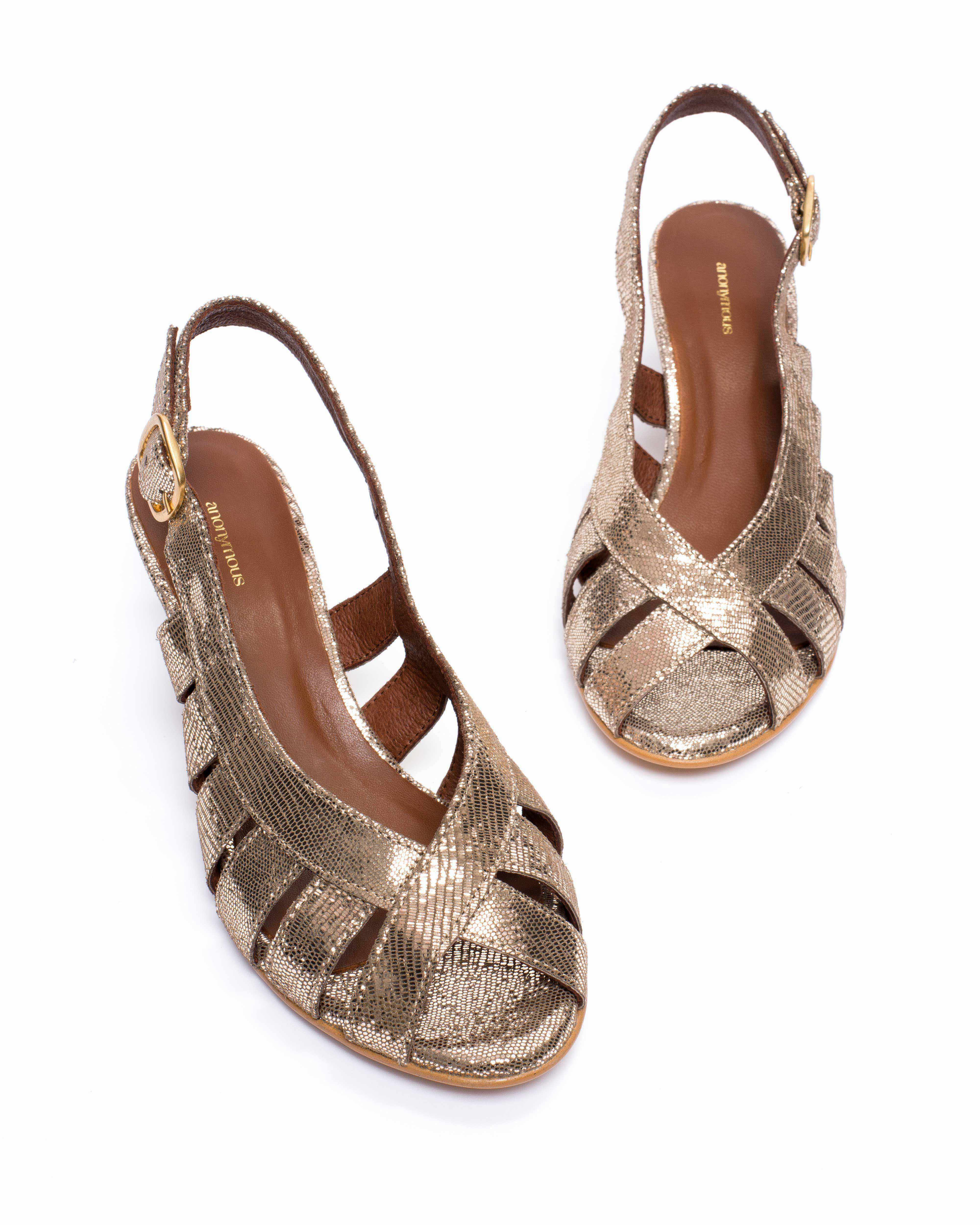 Sophie 50 stiletto Lizard metallic goat Vintage champagne
