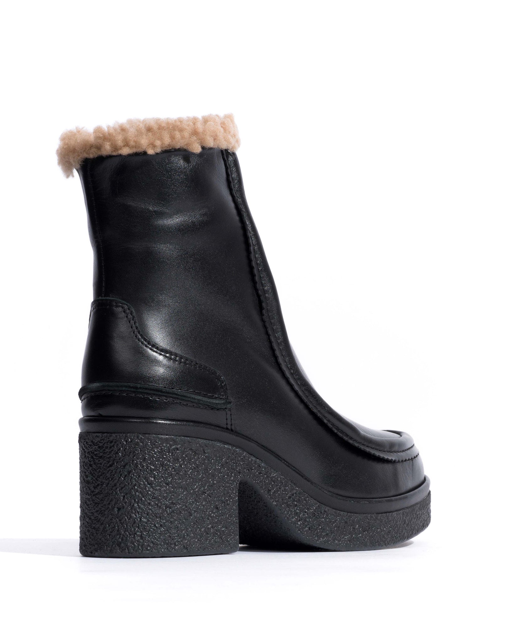 Bambie 65 platform lamb shearling Soft calf & sole Black & black