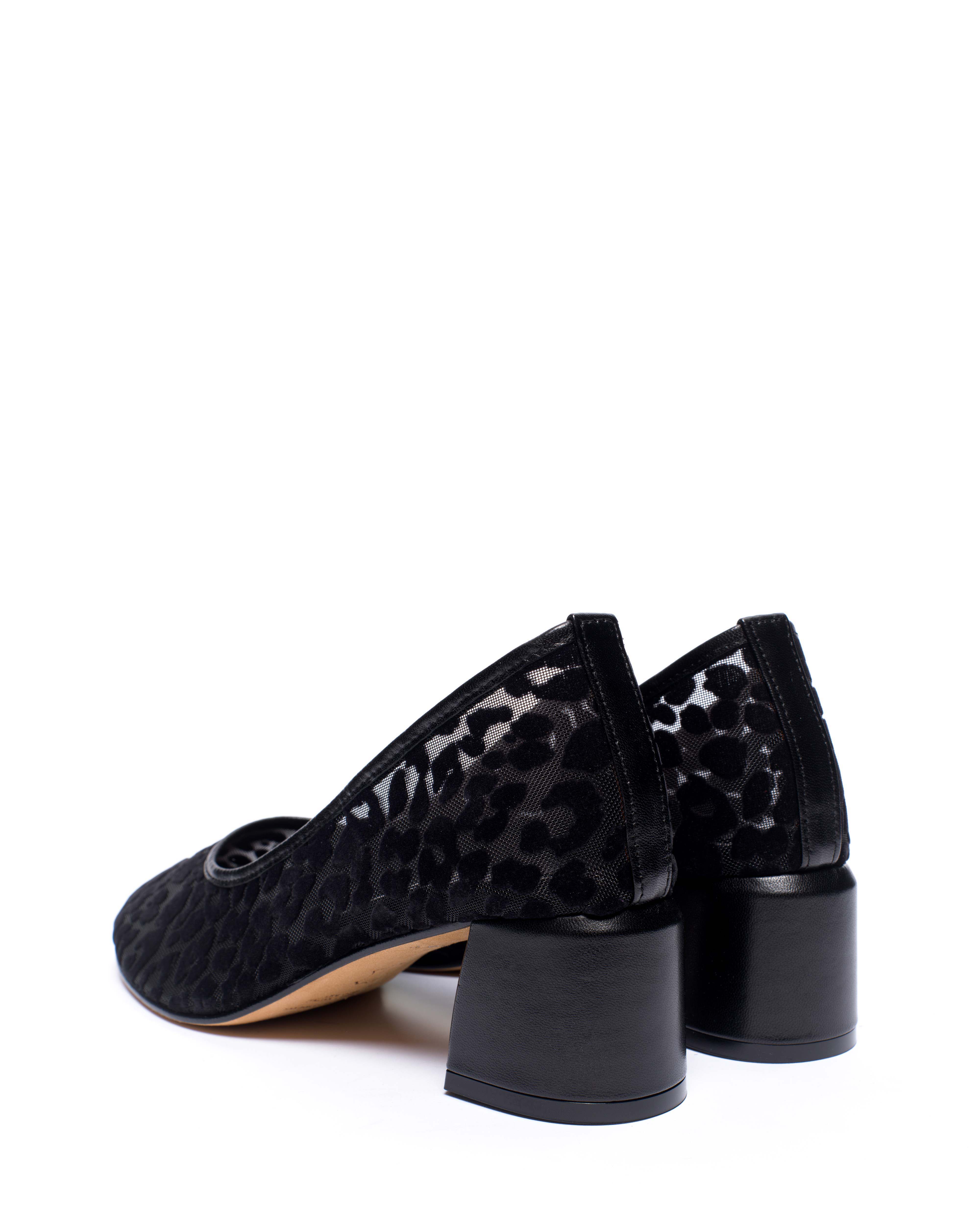 Sacha 40 mesh Shiny lamb & mesh velvet leopard Black