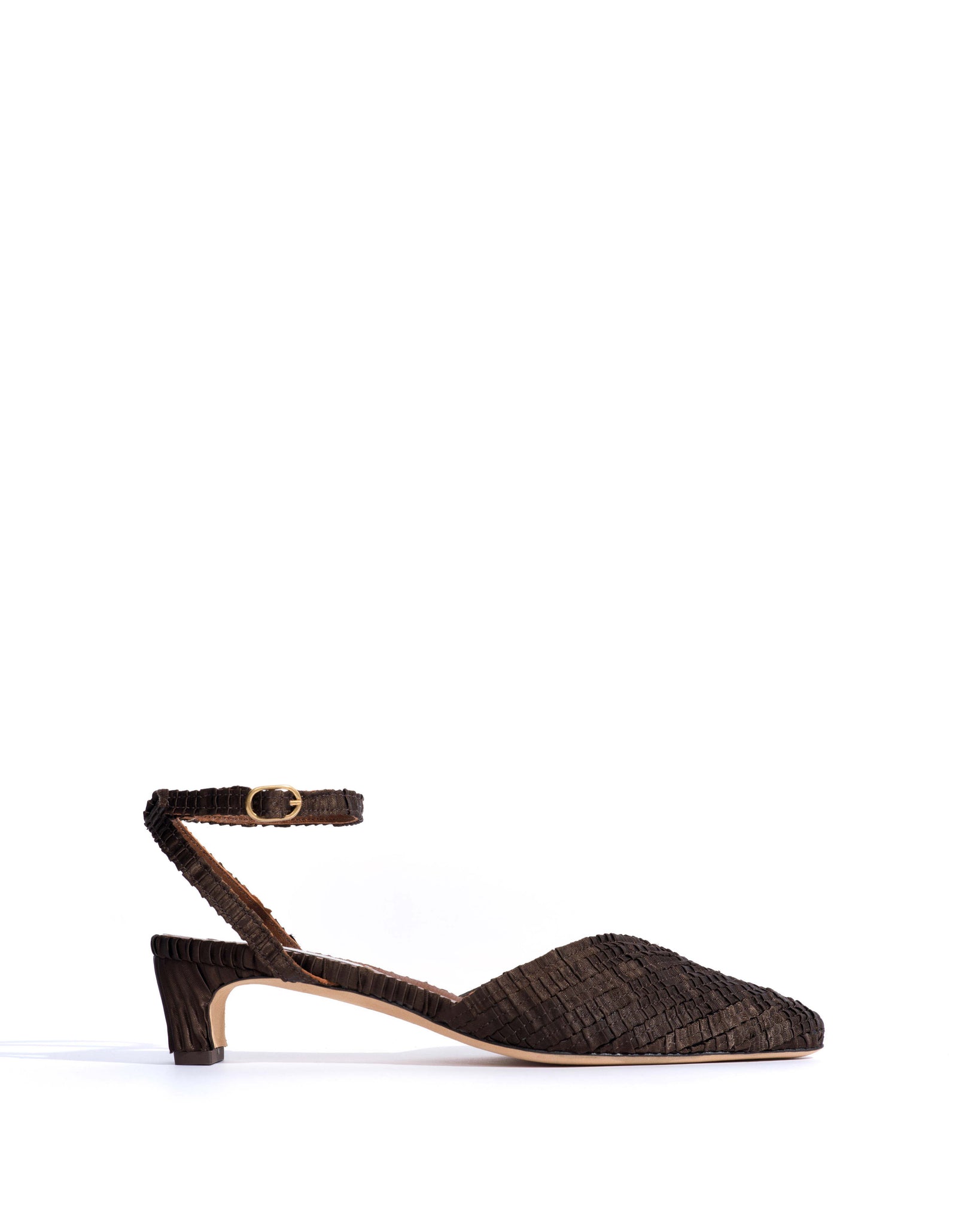 Givia 40 Pleated satin Espresso brown - Anonymous Copenhagen Heels