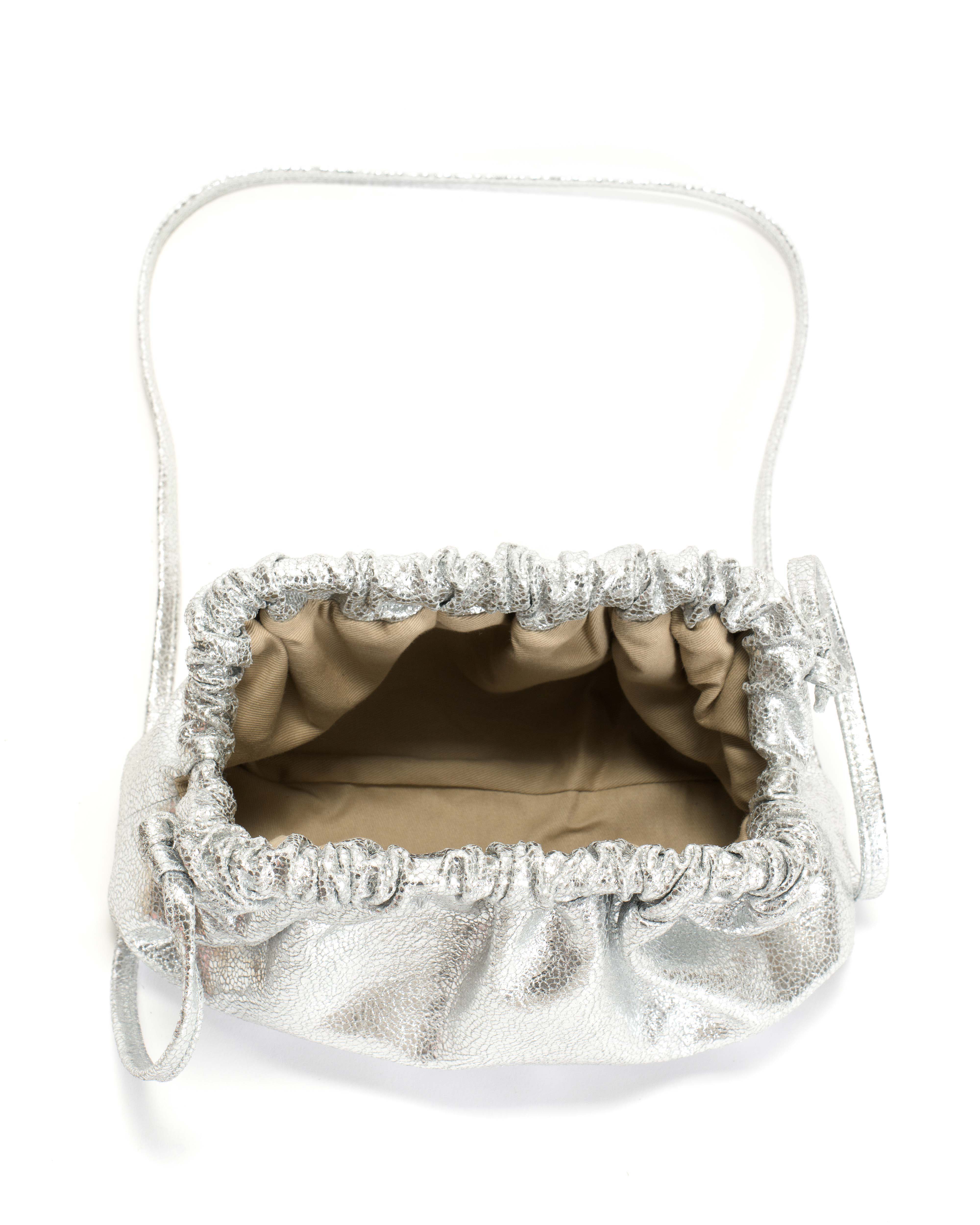 Hally petite cloud bag Crackled metallic goat Silver