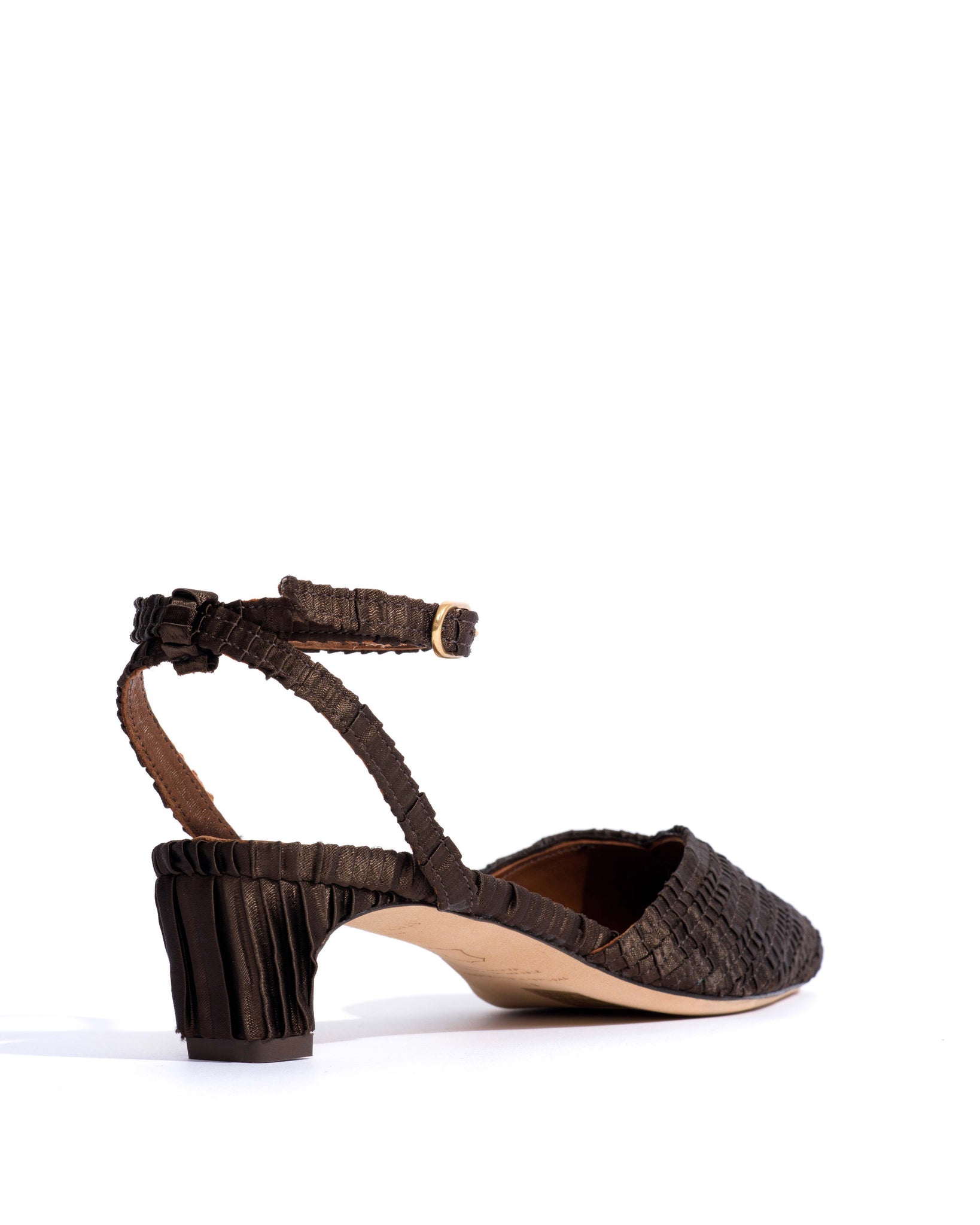 Givia 40 Pleated satin Espresso brown - Anonymous Copenhagen Heels
