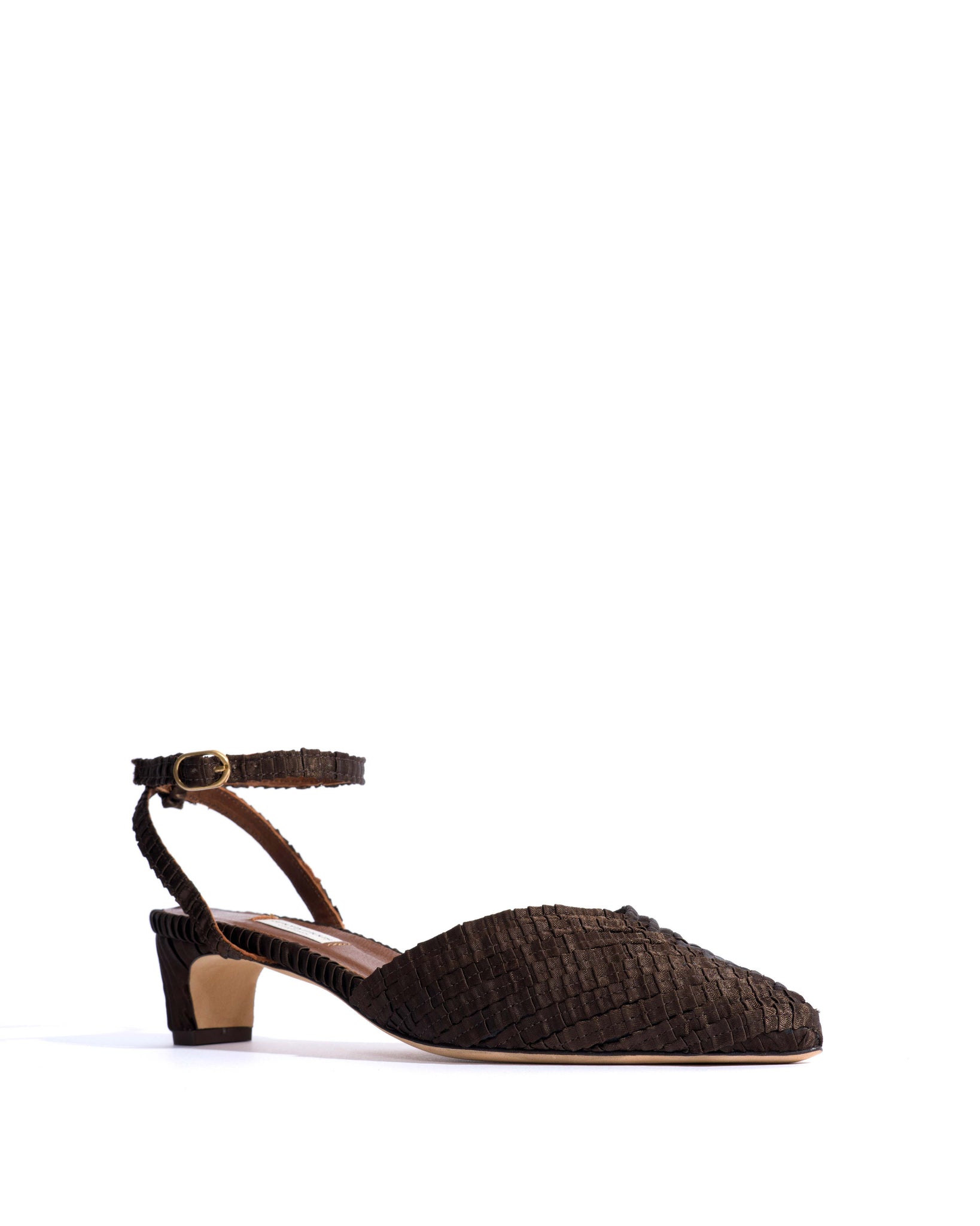 Givia 40 Pleated satin Espresso brown - Anonymous Copenhagen Heels