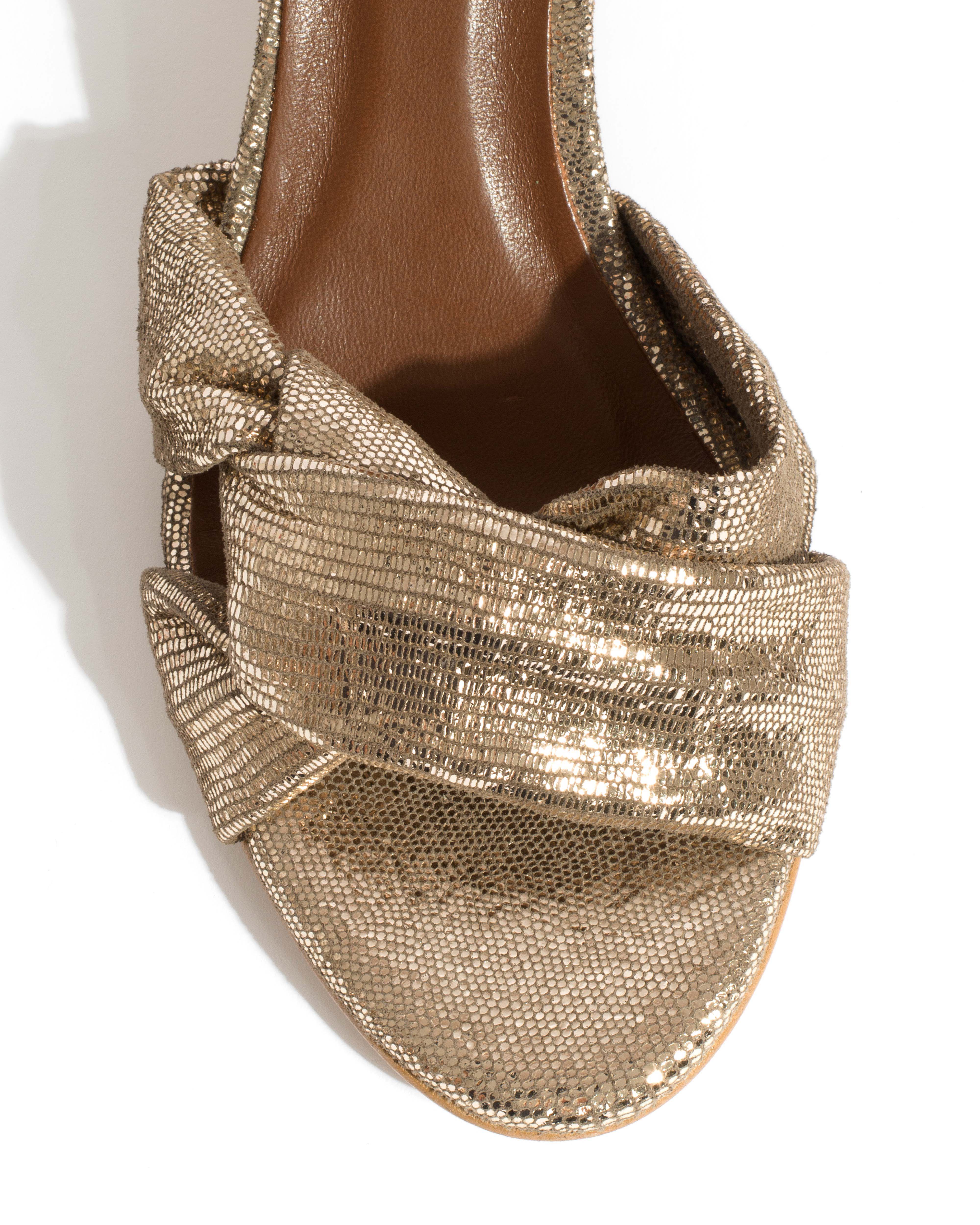 Kamilah 50 stiletto Lizard metallic goat Vintage champagne