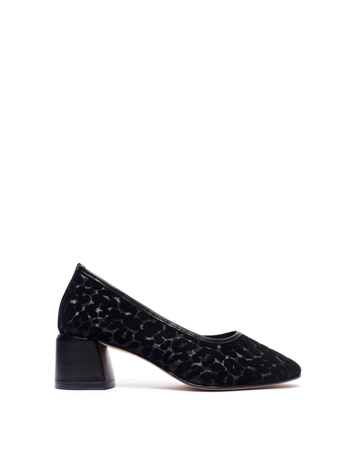 Sacha 40 mesh Shiny lamb & mesh velvet leopard Black