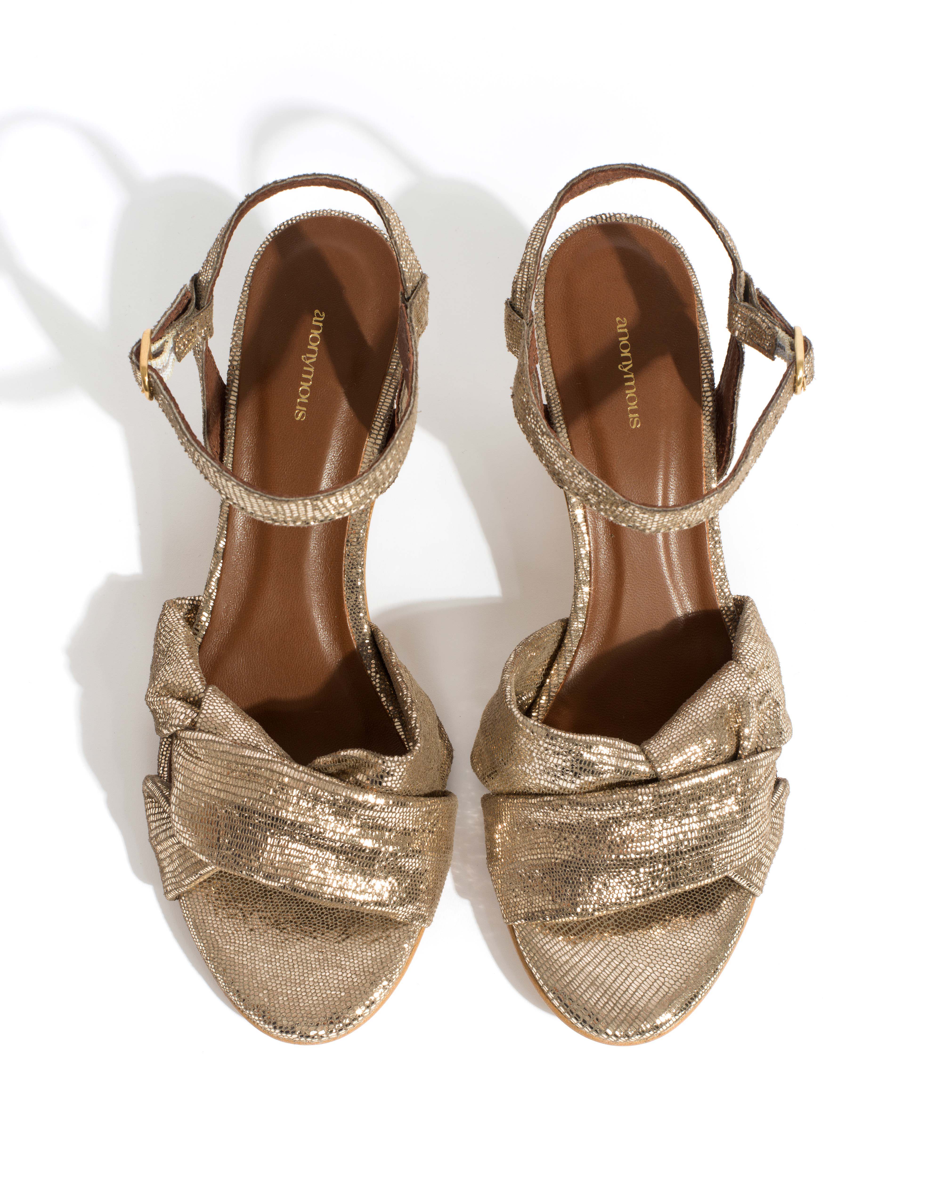 Kamilah 50 stiletto Lizard metallic goat Vintage champagne