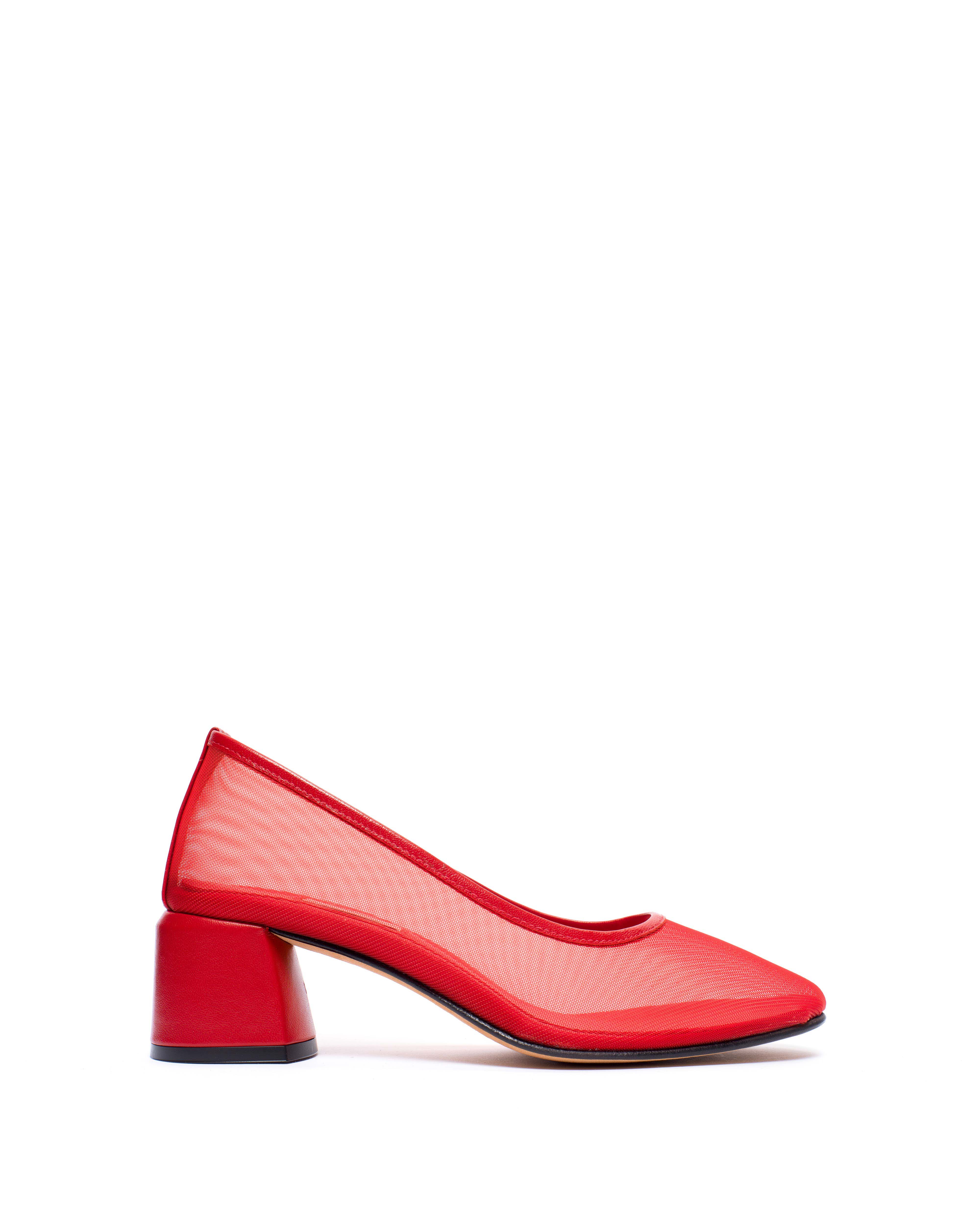 Sacha 40 mesh Shiny lamb & mesh Ruby red