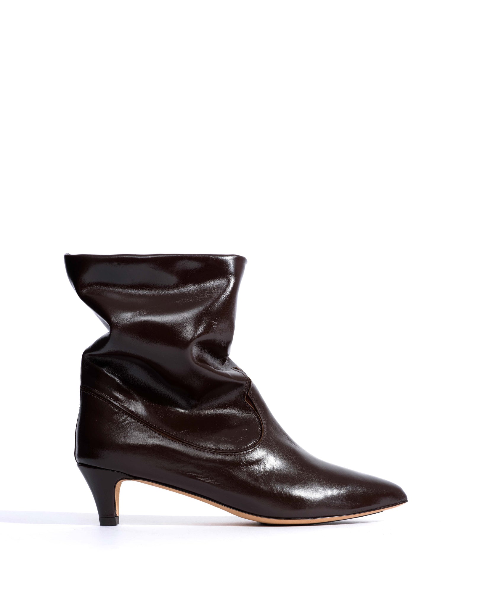 Hicha 40 stiletto Crinkled soft calf & suede leather Espresso brown & chocolate brown -