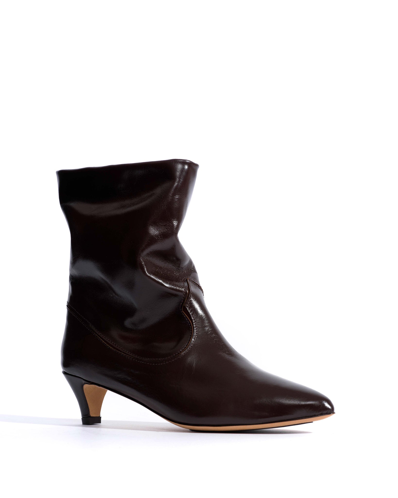Hicha 40 stiletto Crinkled soft calf & suede leather Espresso brown & chocolate brown -