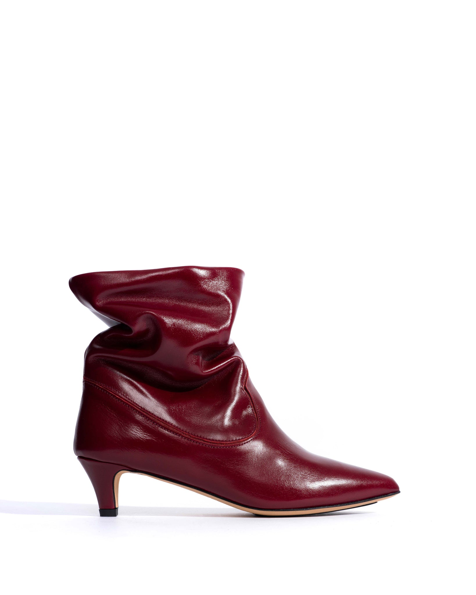 Hicha 40 stiletto Crinkled soft calf & suede leather Pomegranate -