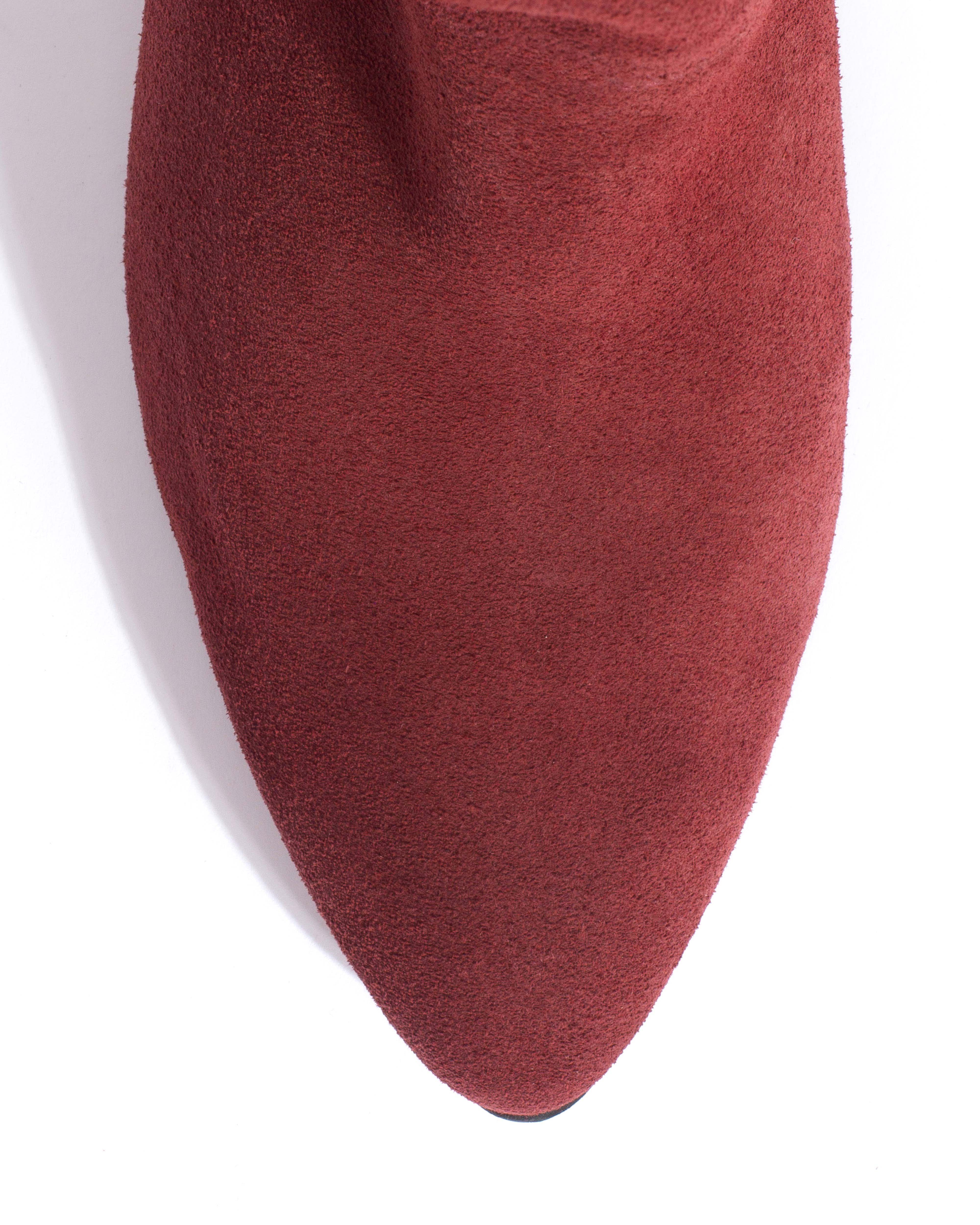 Jassi 50 stiletto Calf suede & sleek leather Pomegranate