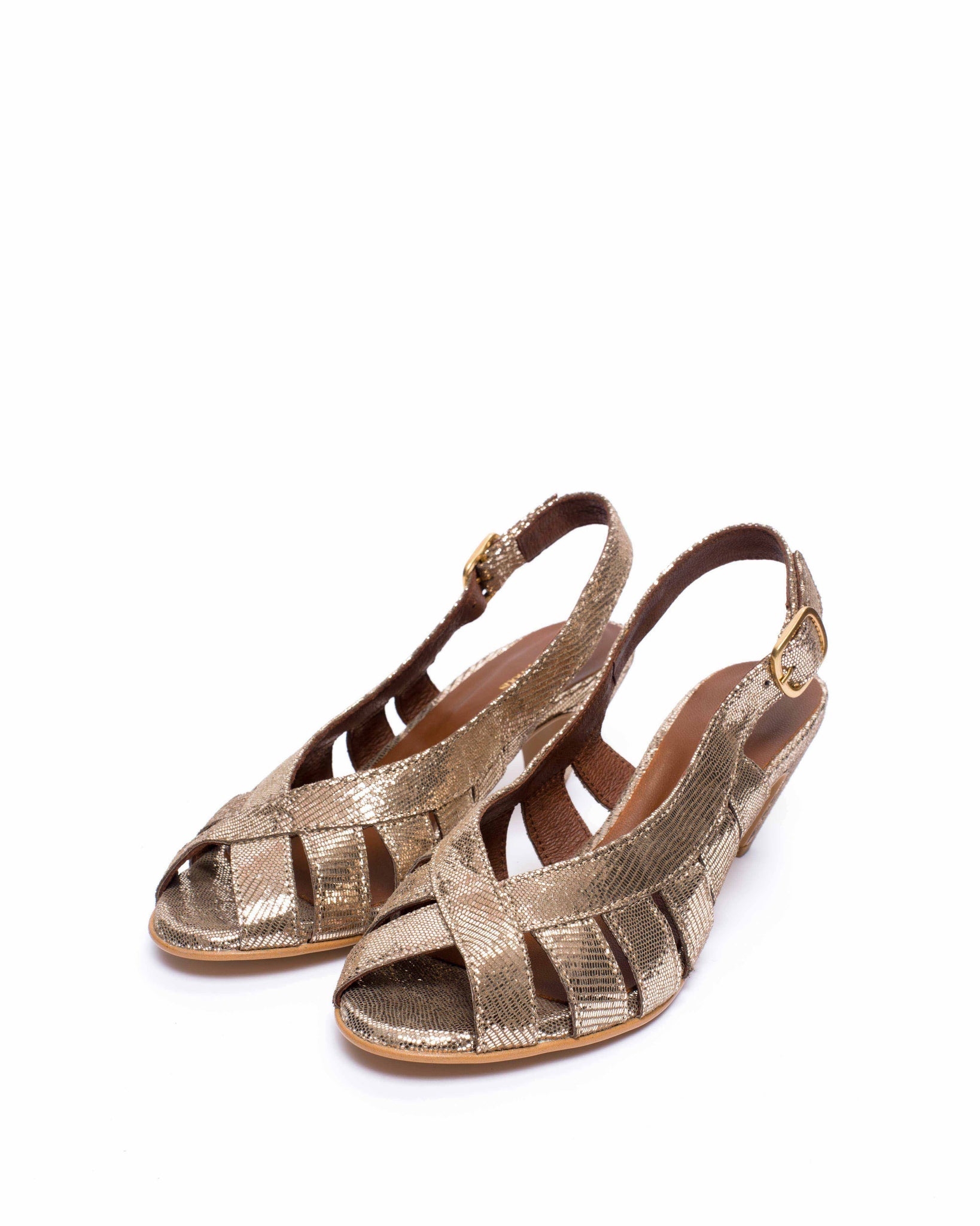 Sophie 50 stiletto Lizard metallic goat Vintage champagne