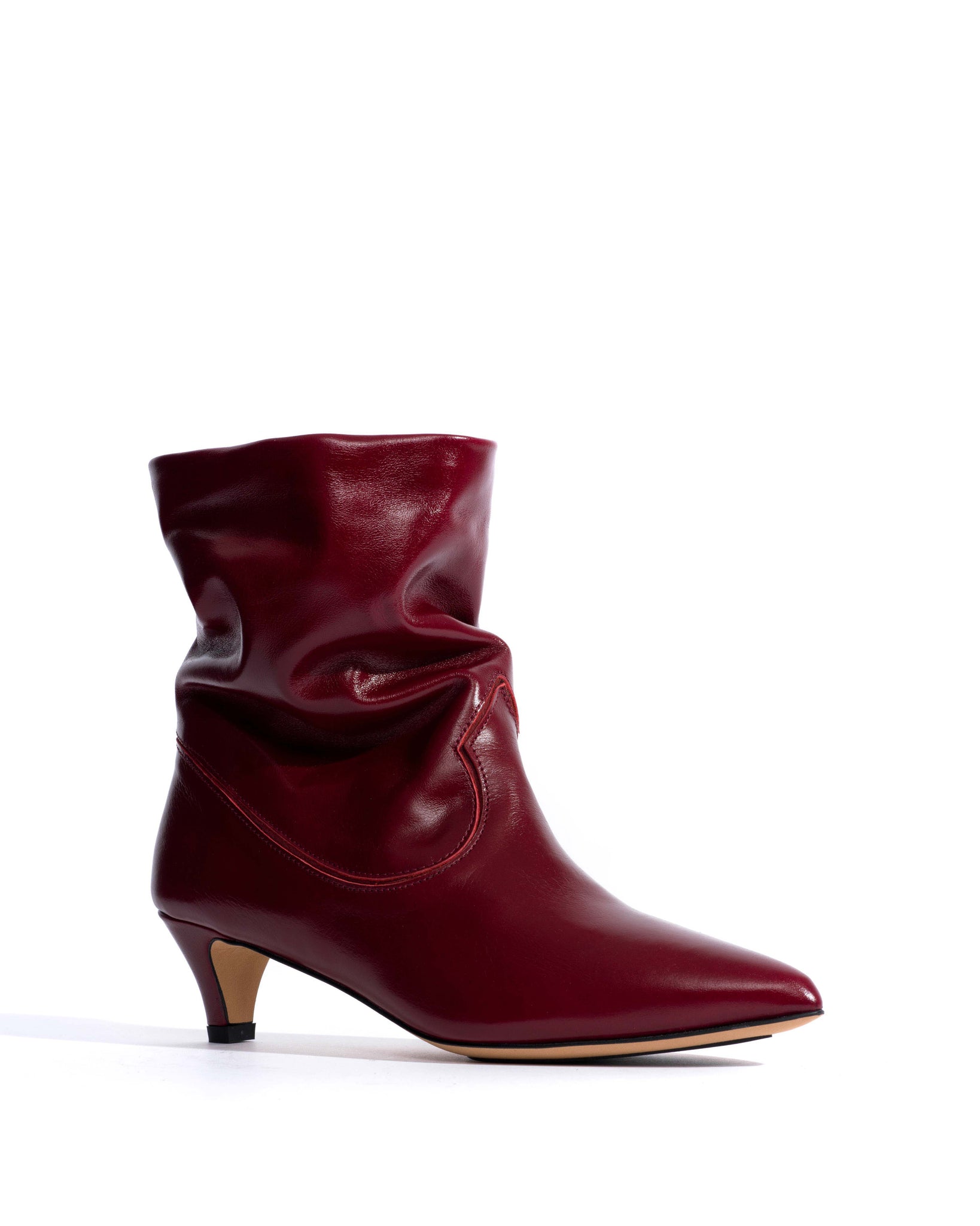 Hicha 40 stiletto Crinkled soft calf & suede leather Pomegranate -