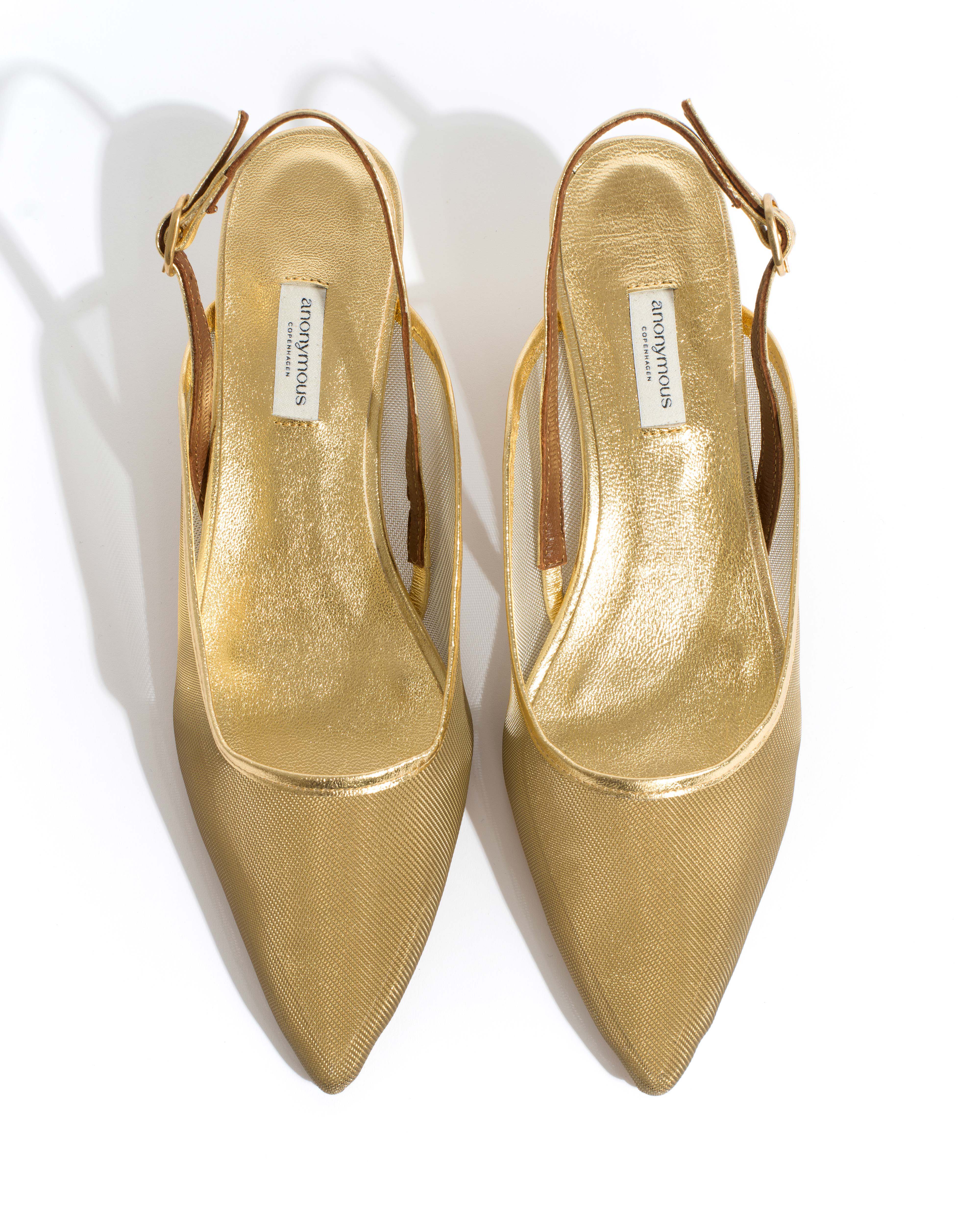 Fanny 40 stiletto mesh Metallic goat & mesh Gold
