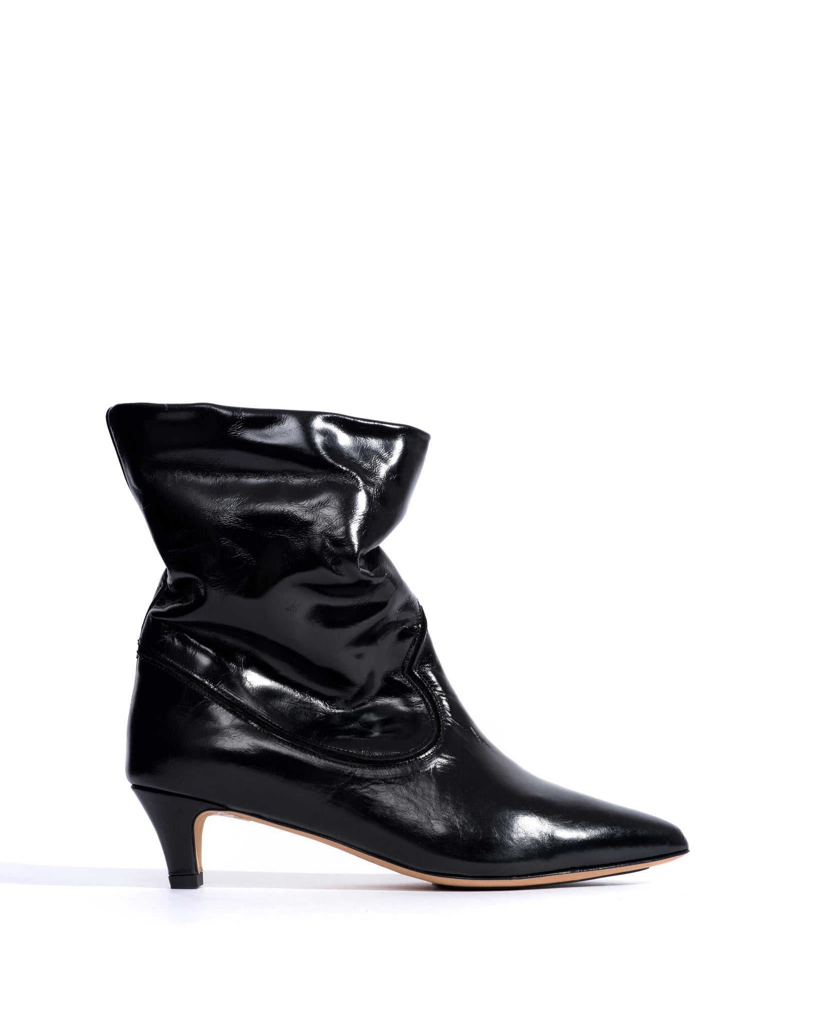 Hicha 40 stiletto Crinkled soft calf & suede leather Black -