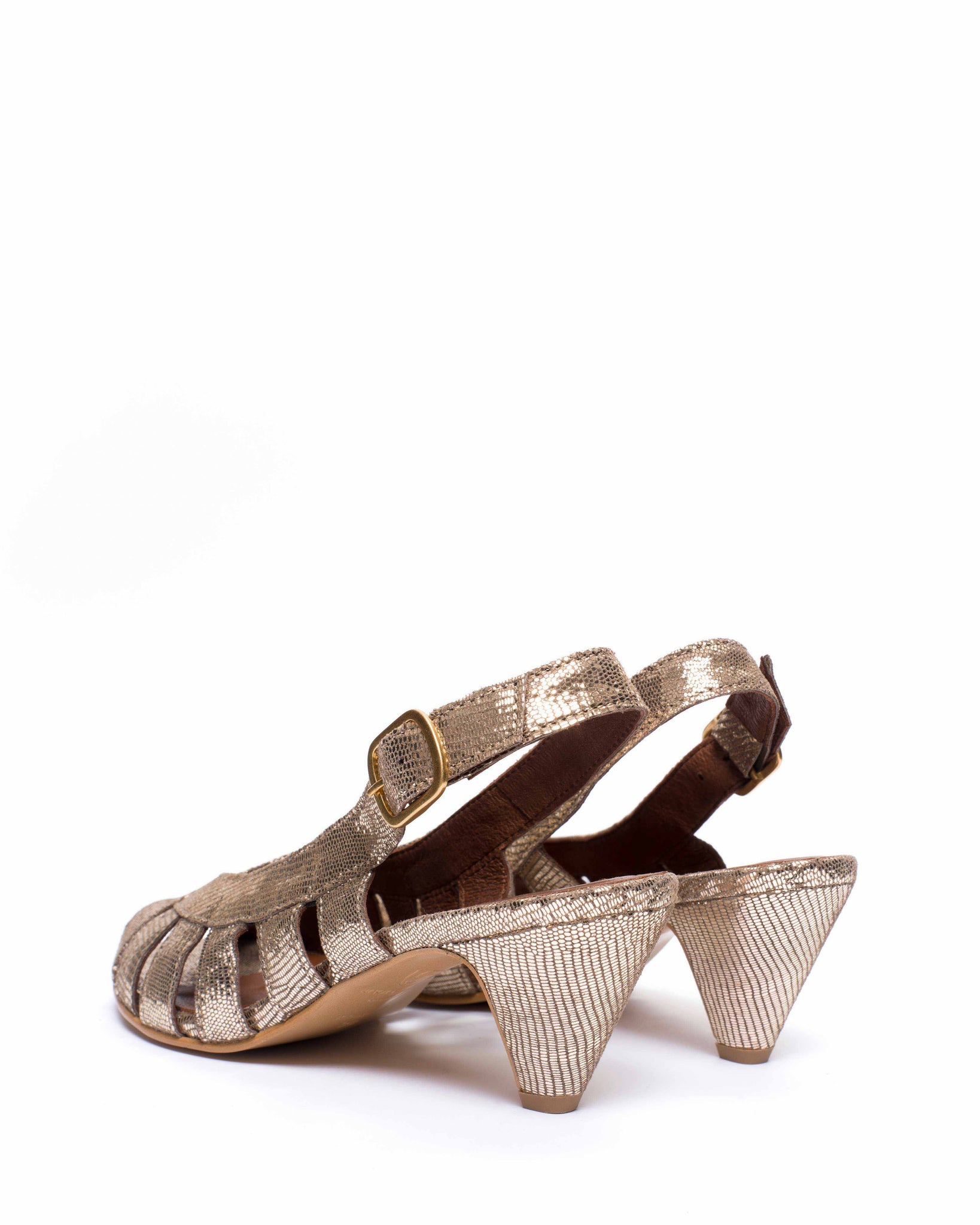 Sophie 50 stiletto Lizard metallic goat Vintage champagne