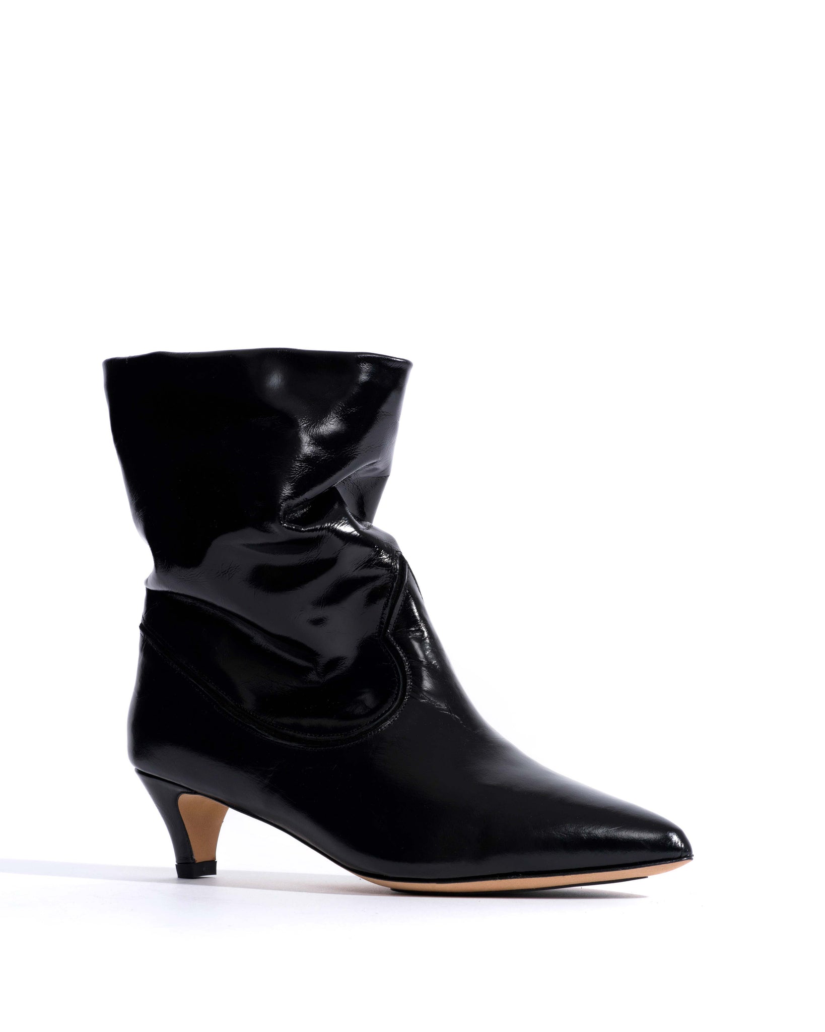 Hicha 40 stiletto Crinkled soft calf & suede leather Black -