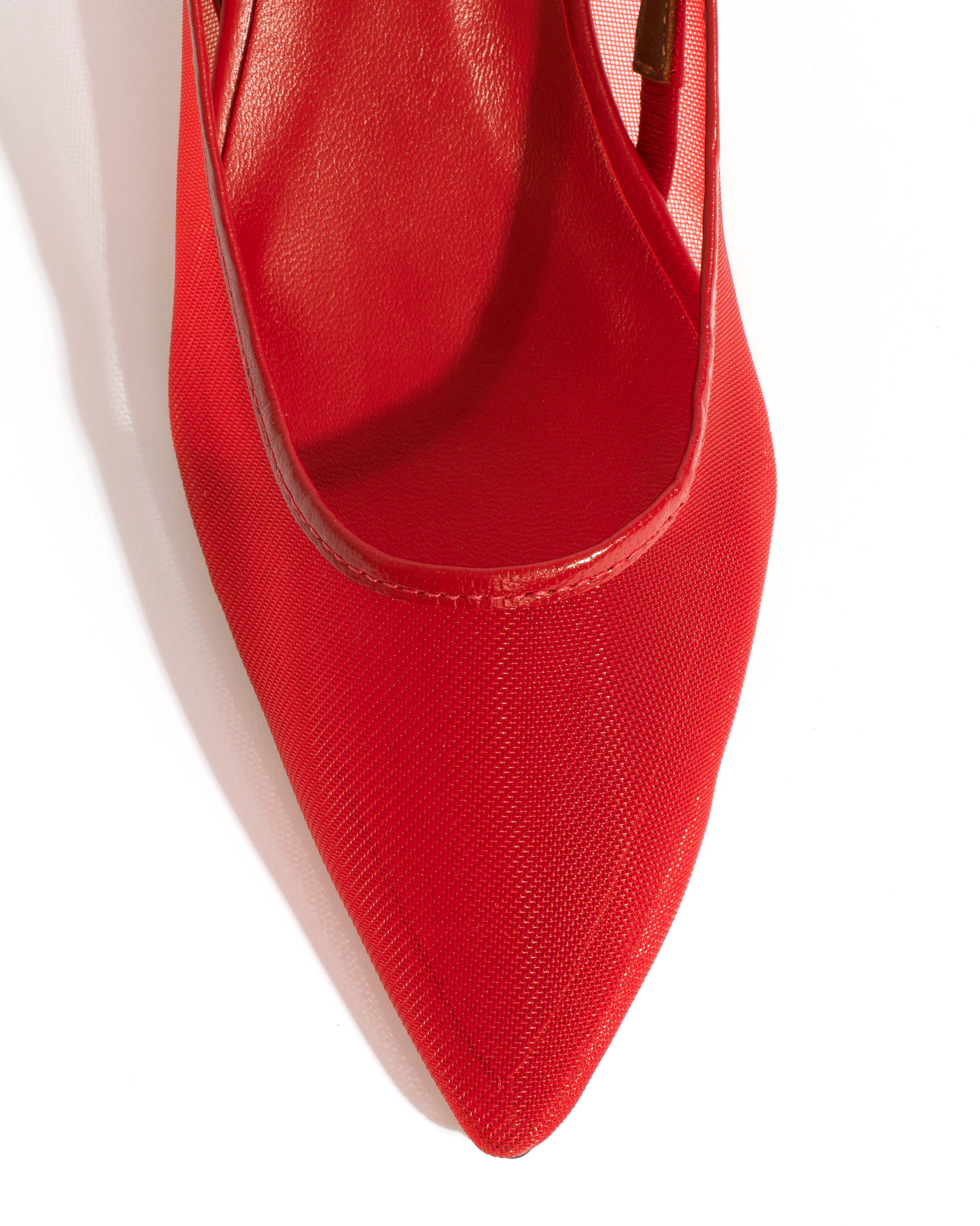 Fanny 40 stiletto mesh Shiny lamb & mesh Ruby red