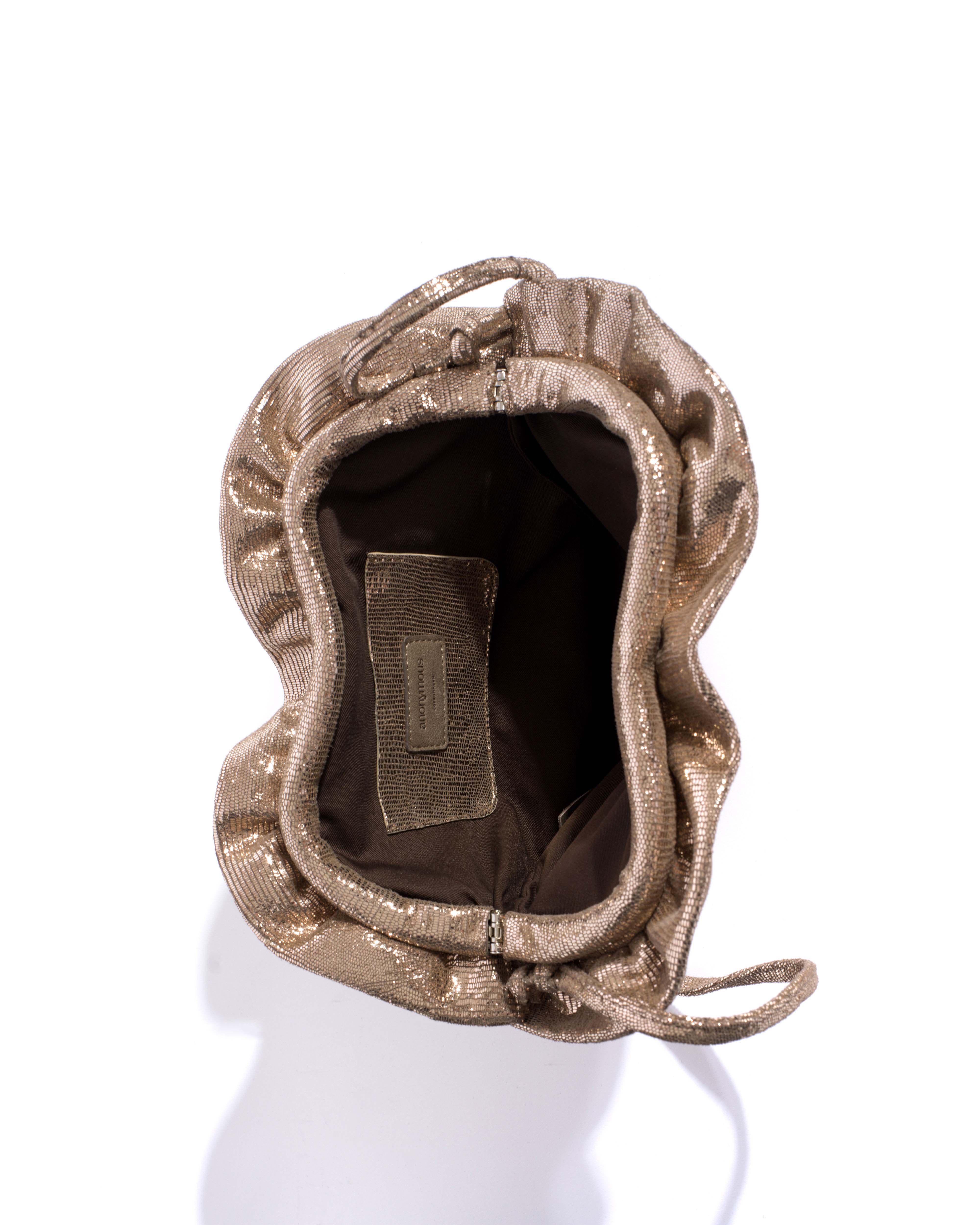Zally heart bag Lizard metallic goat Vintage champagne