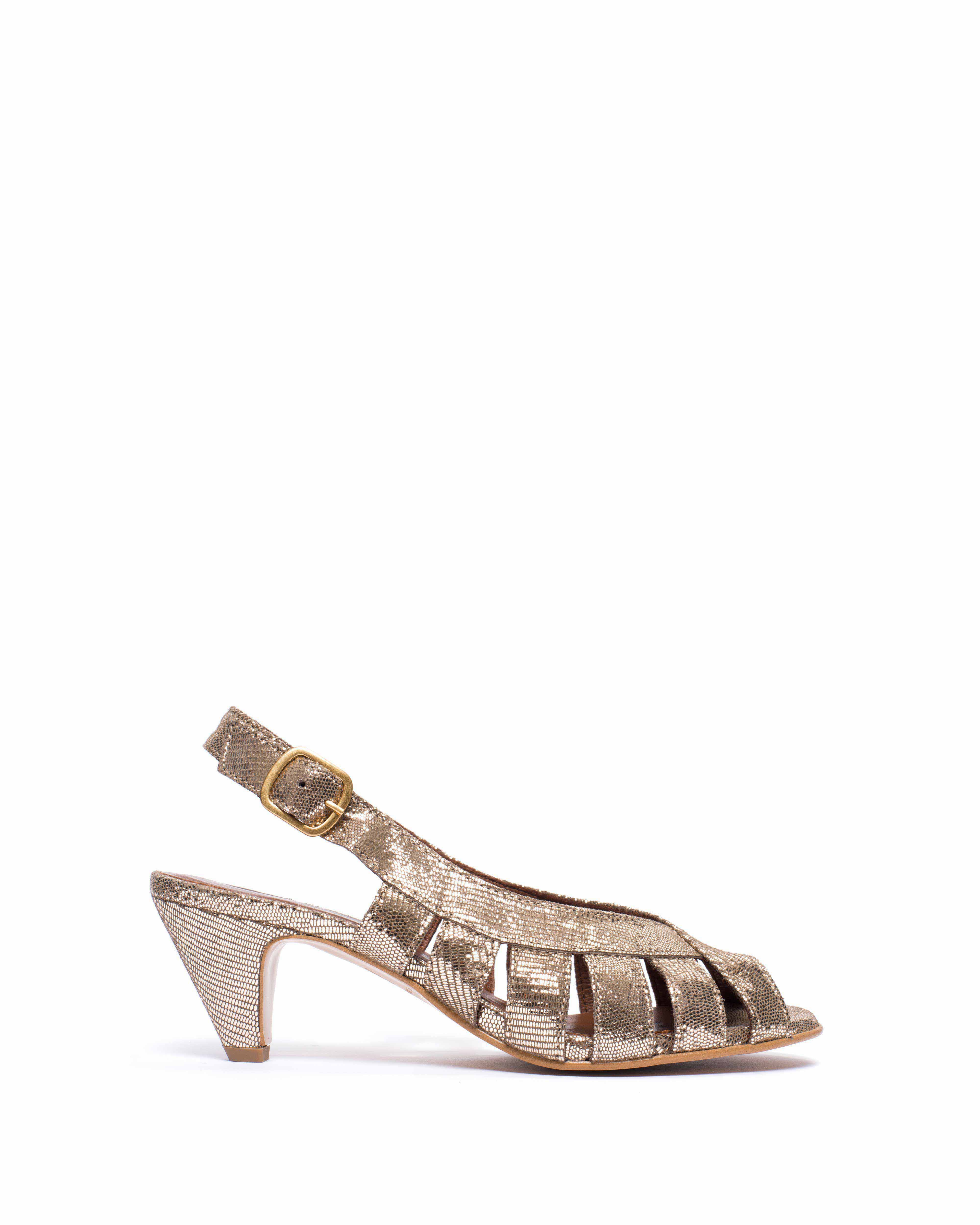Sophie 50 stiletto Lizard metallic goat Vintage champagne
