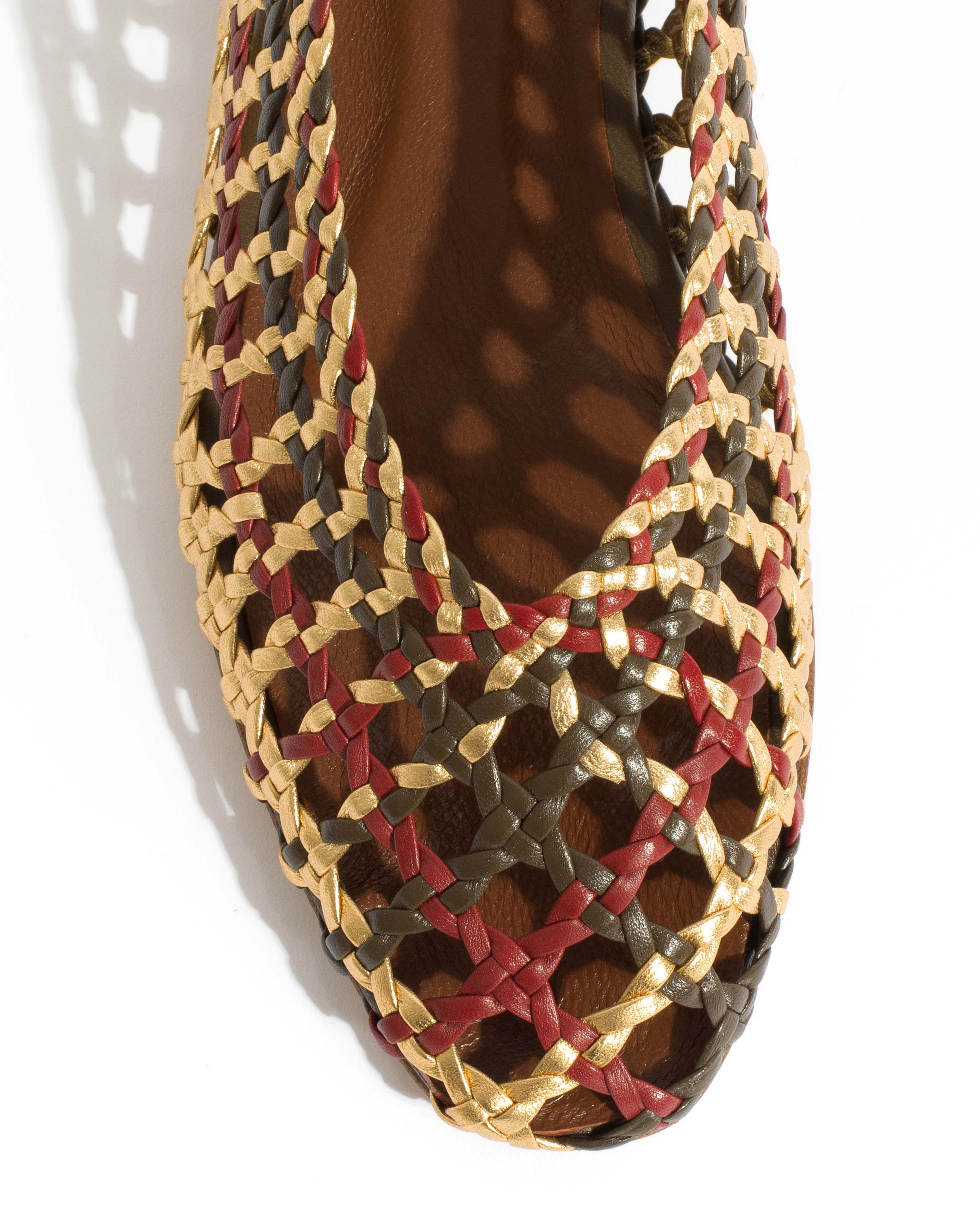Sessi 10 Hand-braided leather Olive green mix