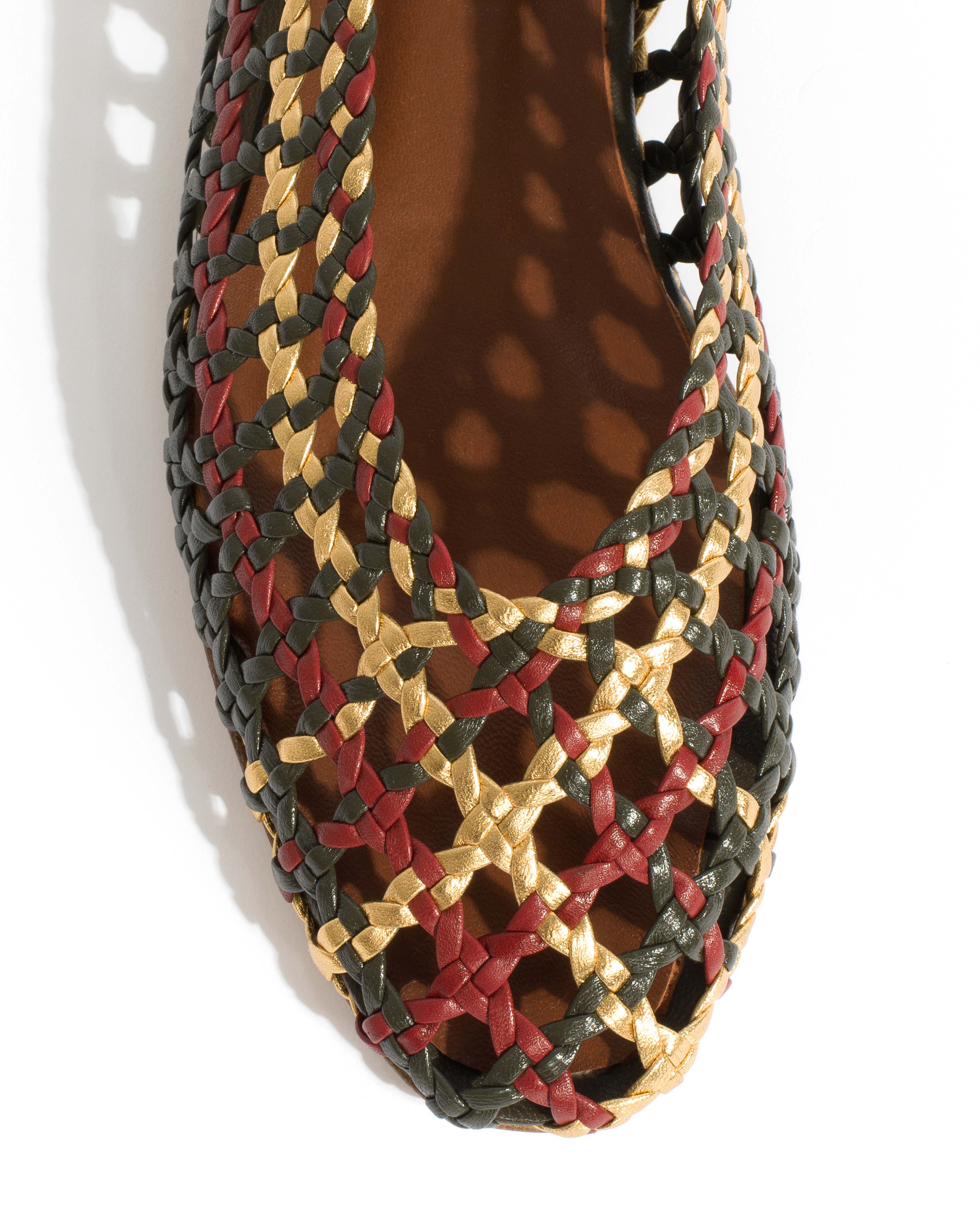 Sessi 10 Hand-braided leather Moss green mix