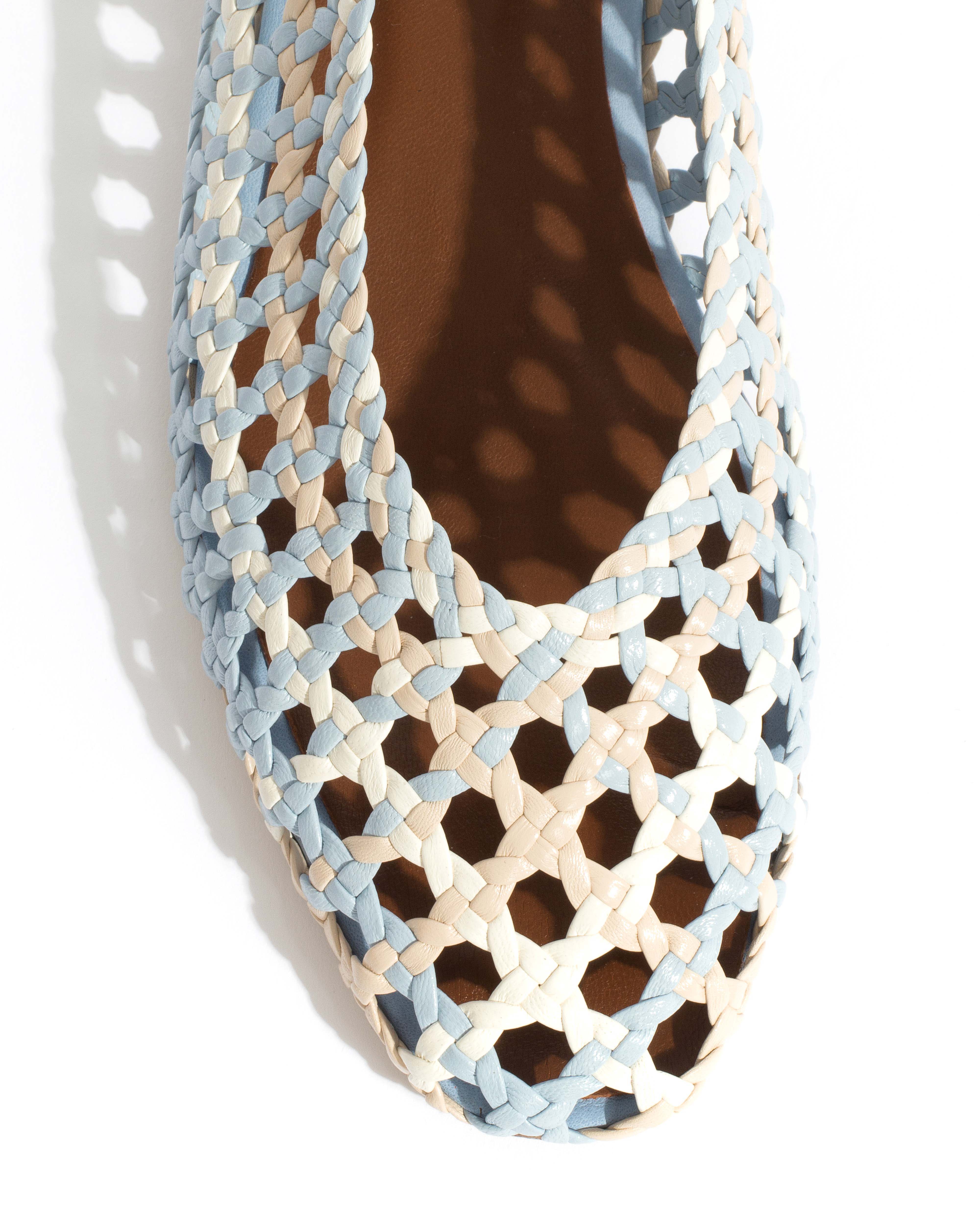 Sessi 10 Hand-braided leather Lichen blue mix