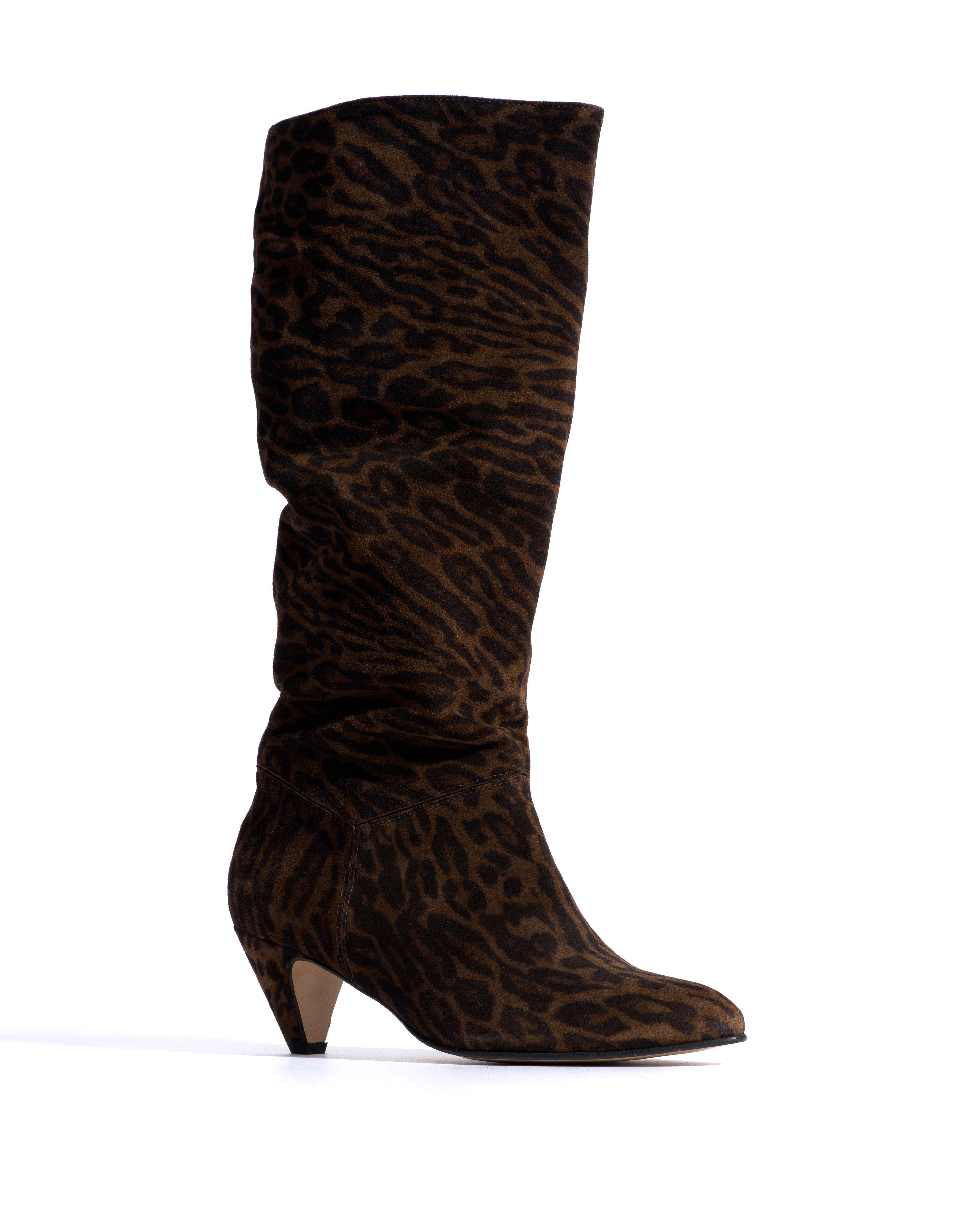 Jasmina 50 stiletto Calf suede print & sleek leather Jaguar & black