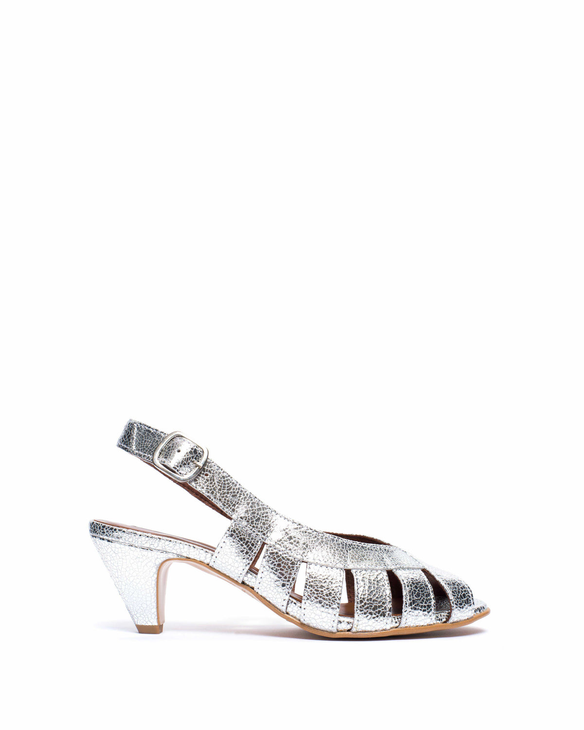 Sophie 50 stiletto Crackled metallic goat Silver