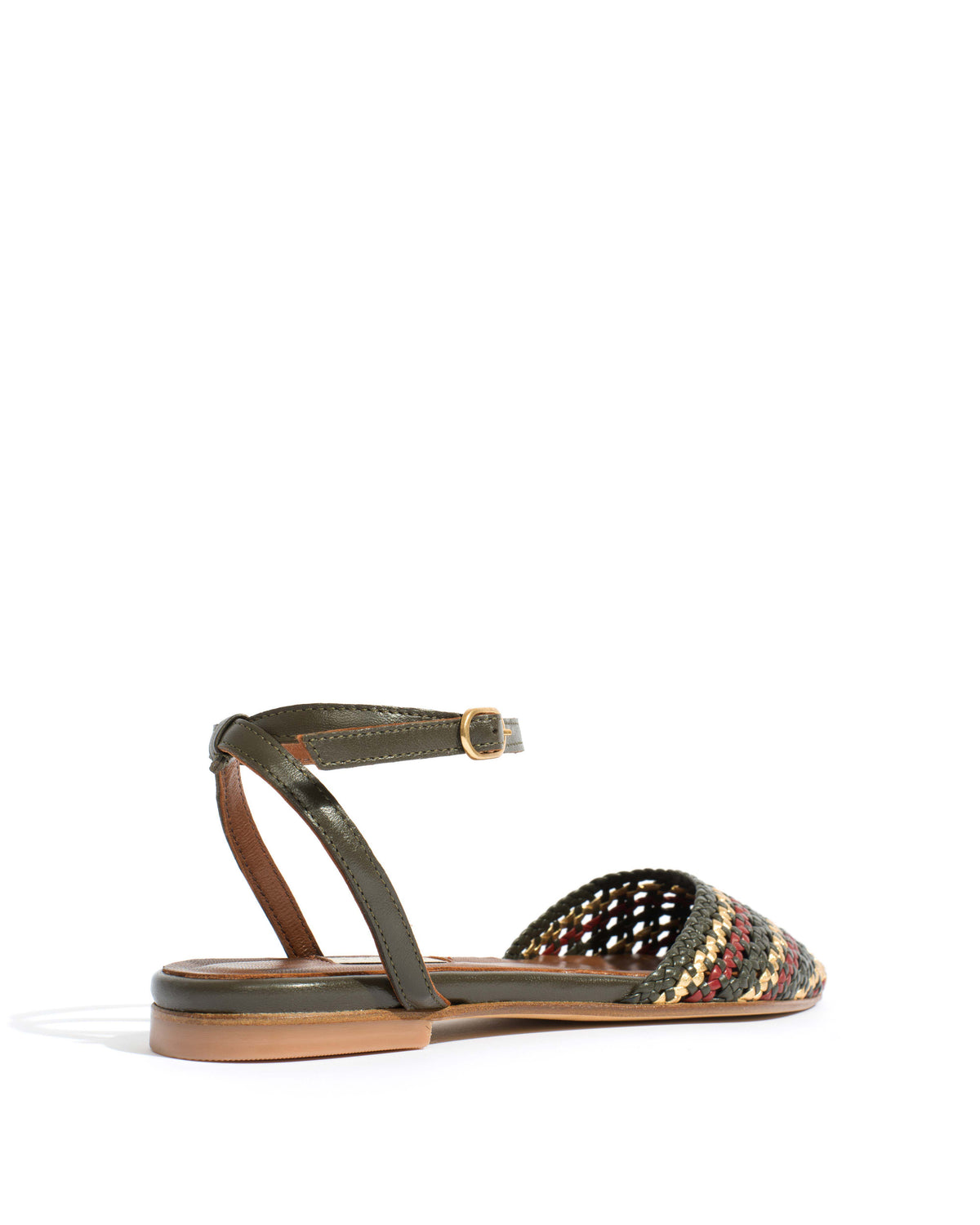 Senara 10 Hand-braided leather Moss green mix