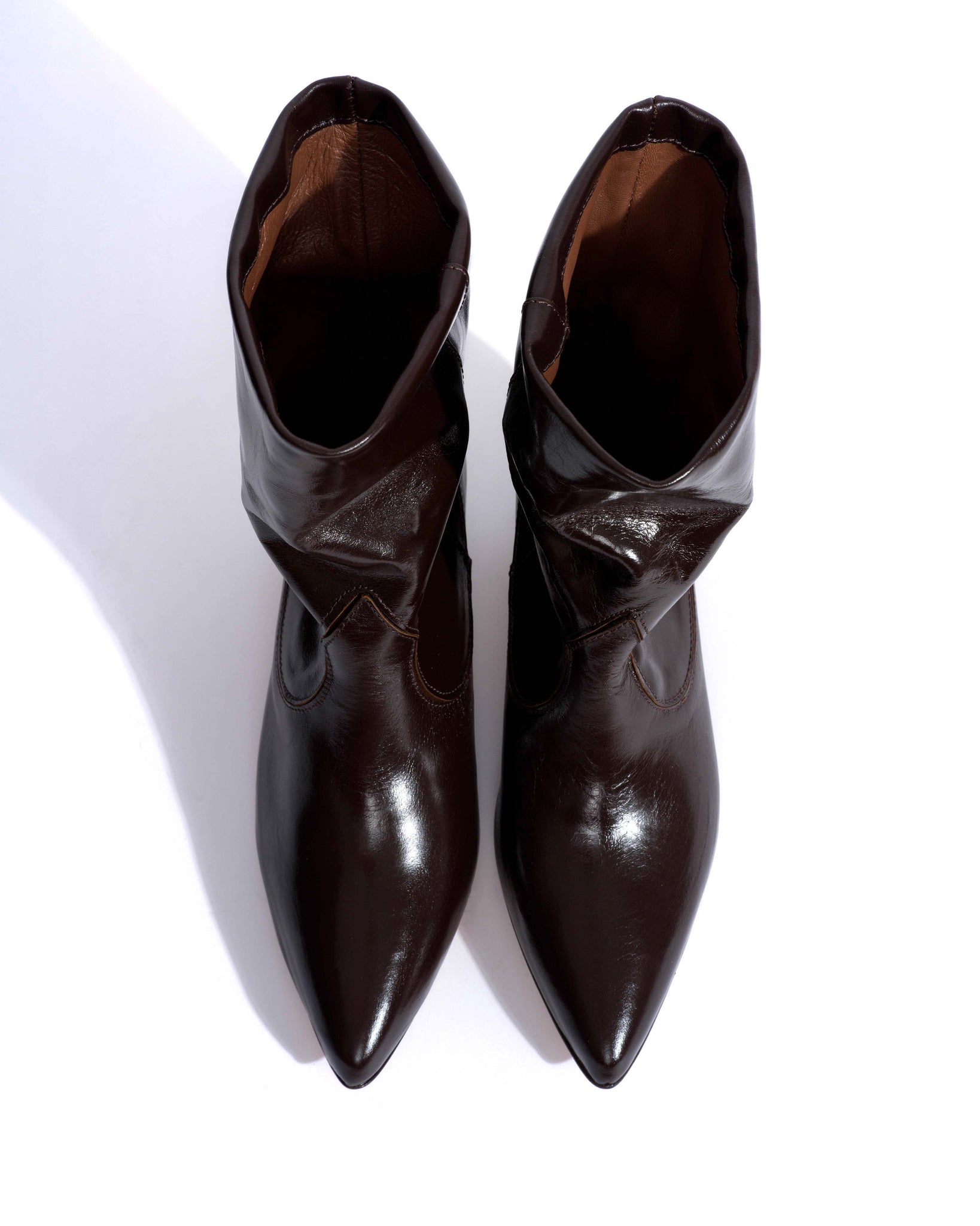 Hicha 40 stiletto Crinkled soft calf & suede leather Espresso brown & chocolate brown -