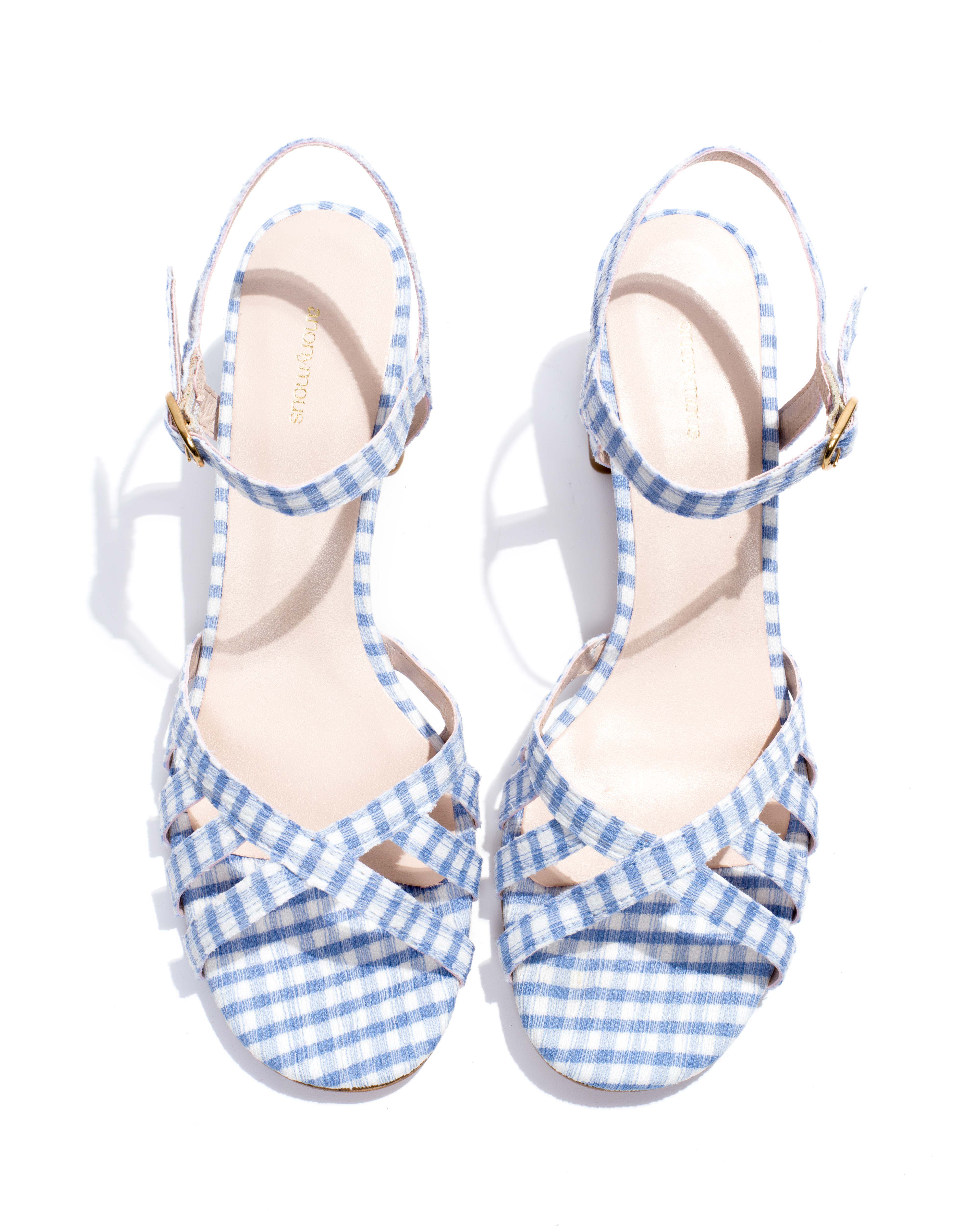 Issi 55 Pleated gingham vegan Bubble blue