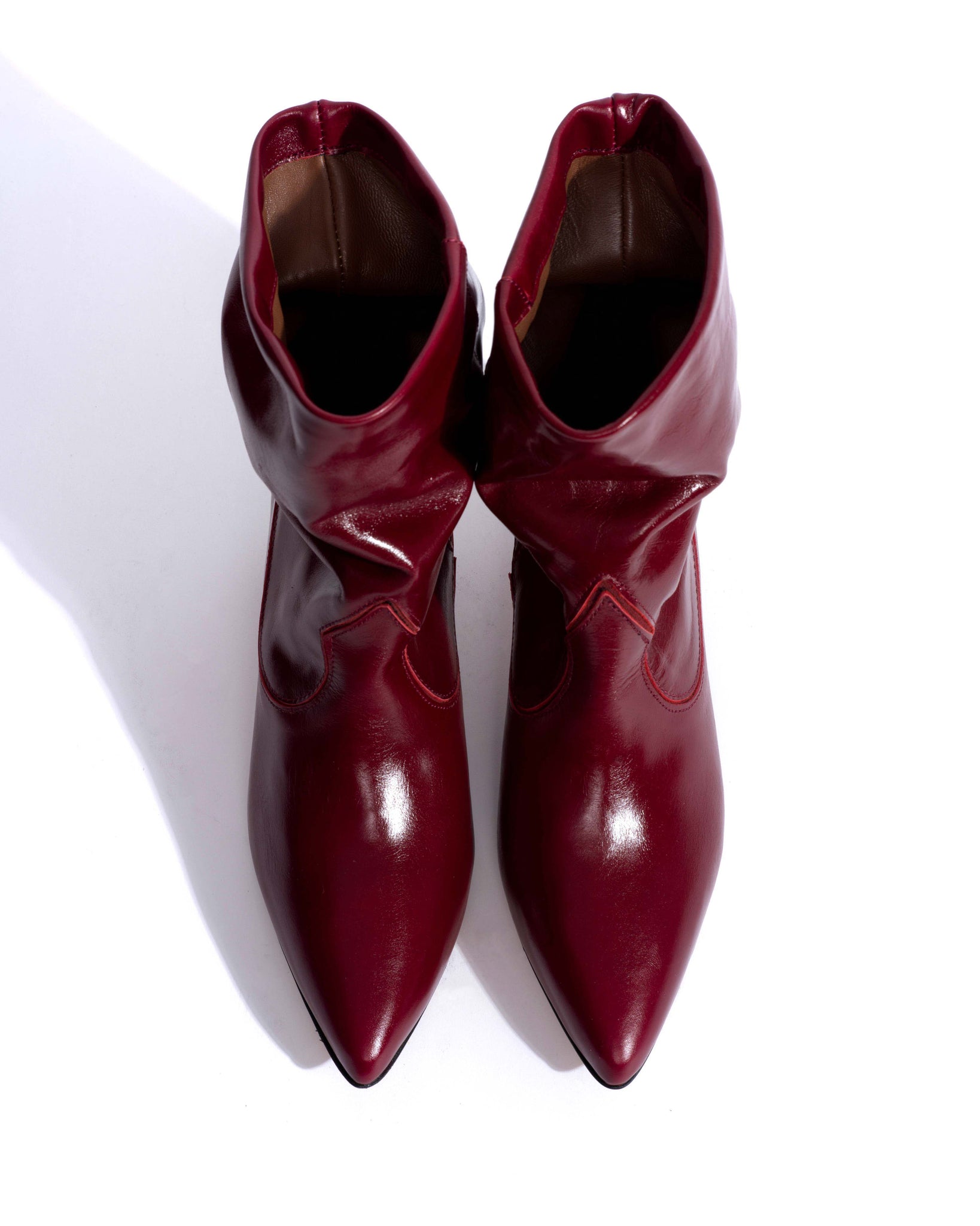 Hicha 40 stiletto Crinkled soft calf & suede leather Pomegranate -