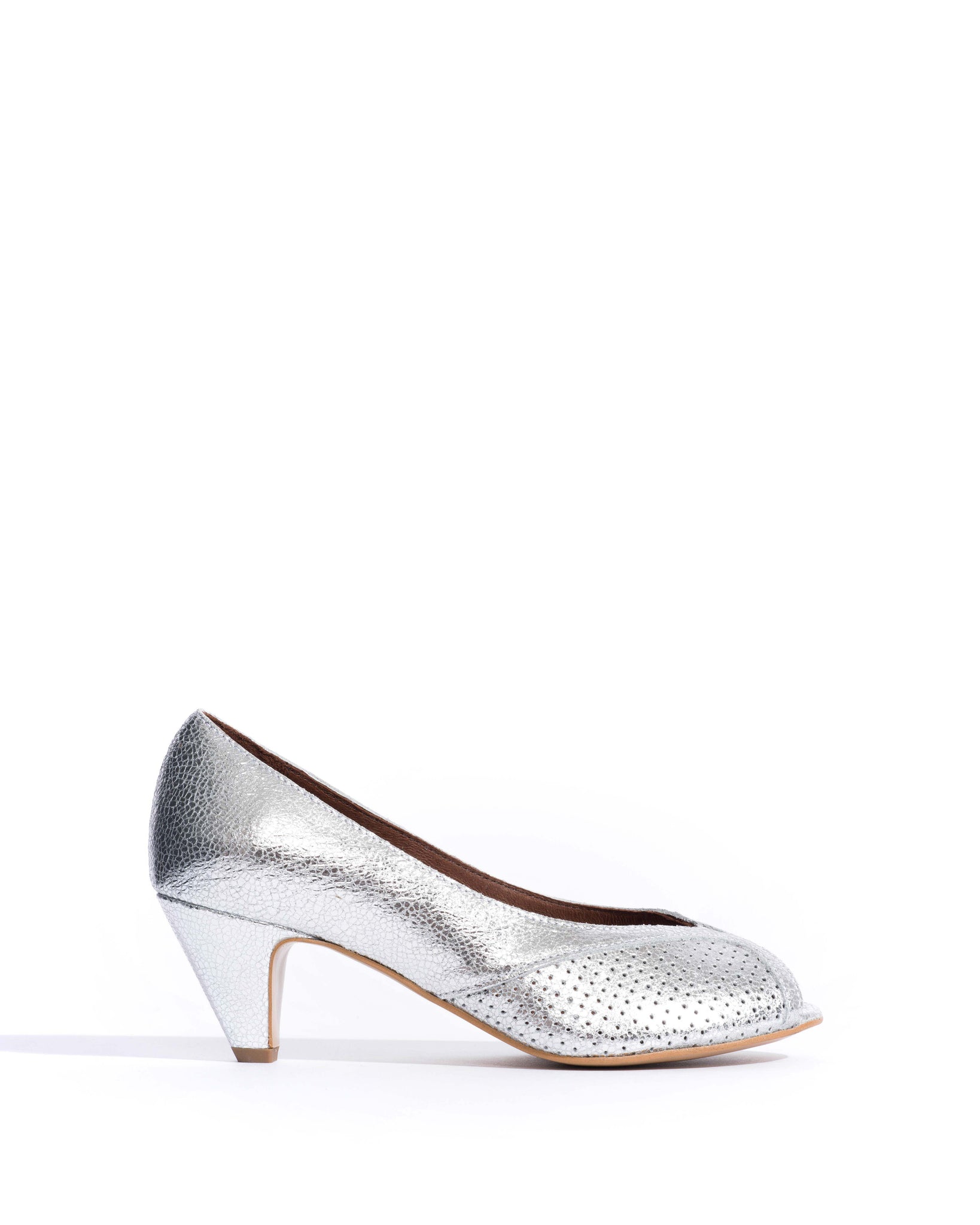 Tiffany stiletto Crackled metallic goat Silver