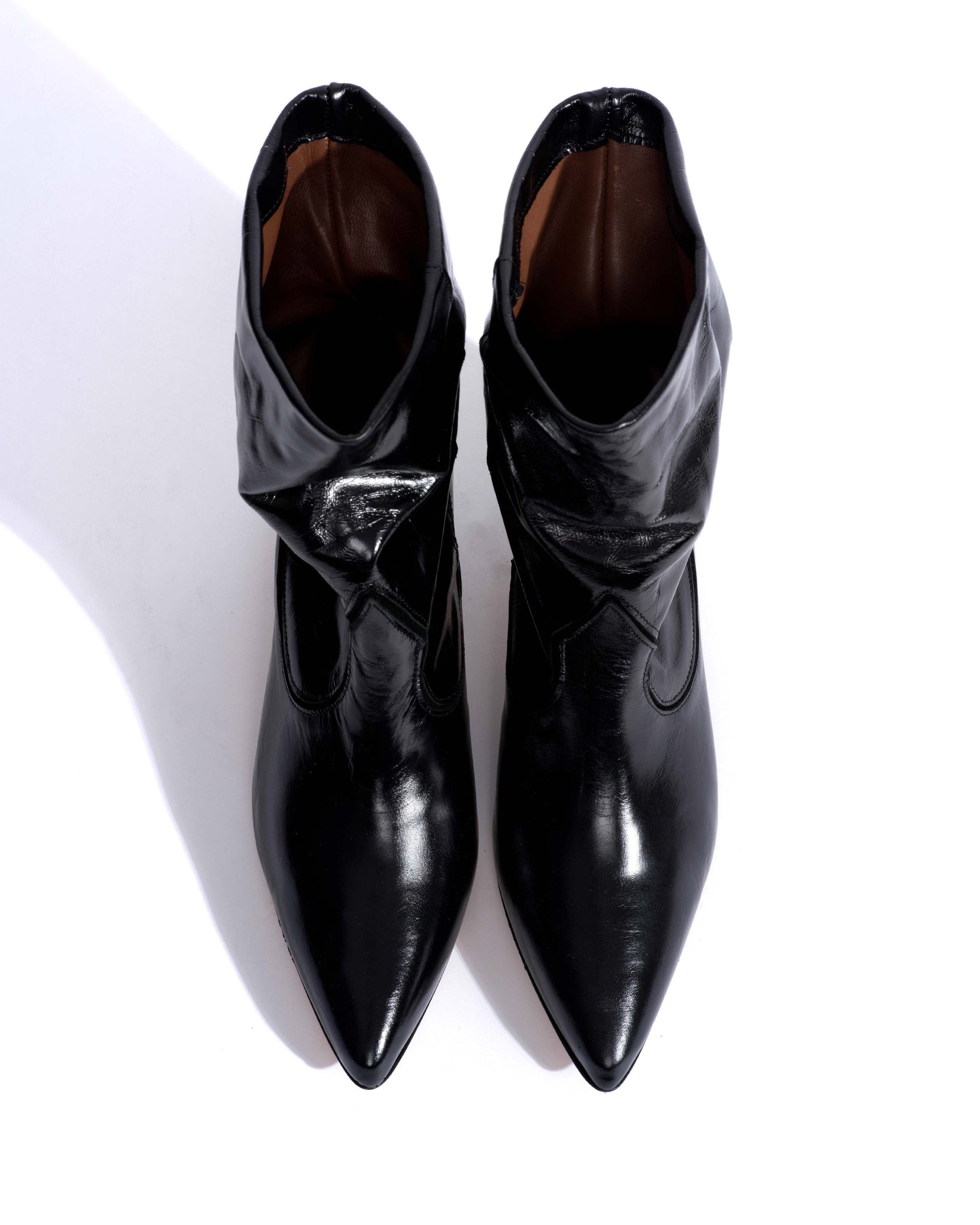 Hicha 40 stiletto Crinkled soft calf & suede leather Black -