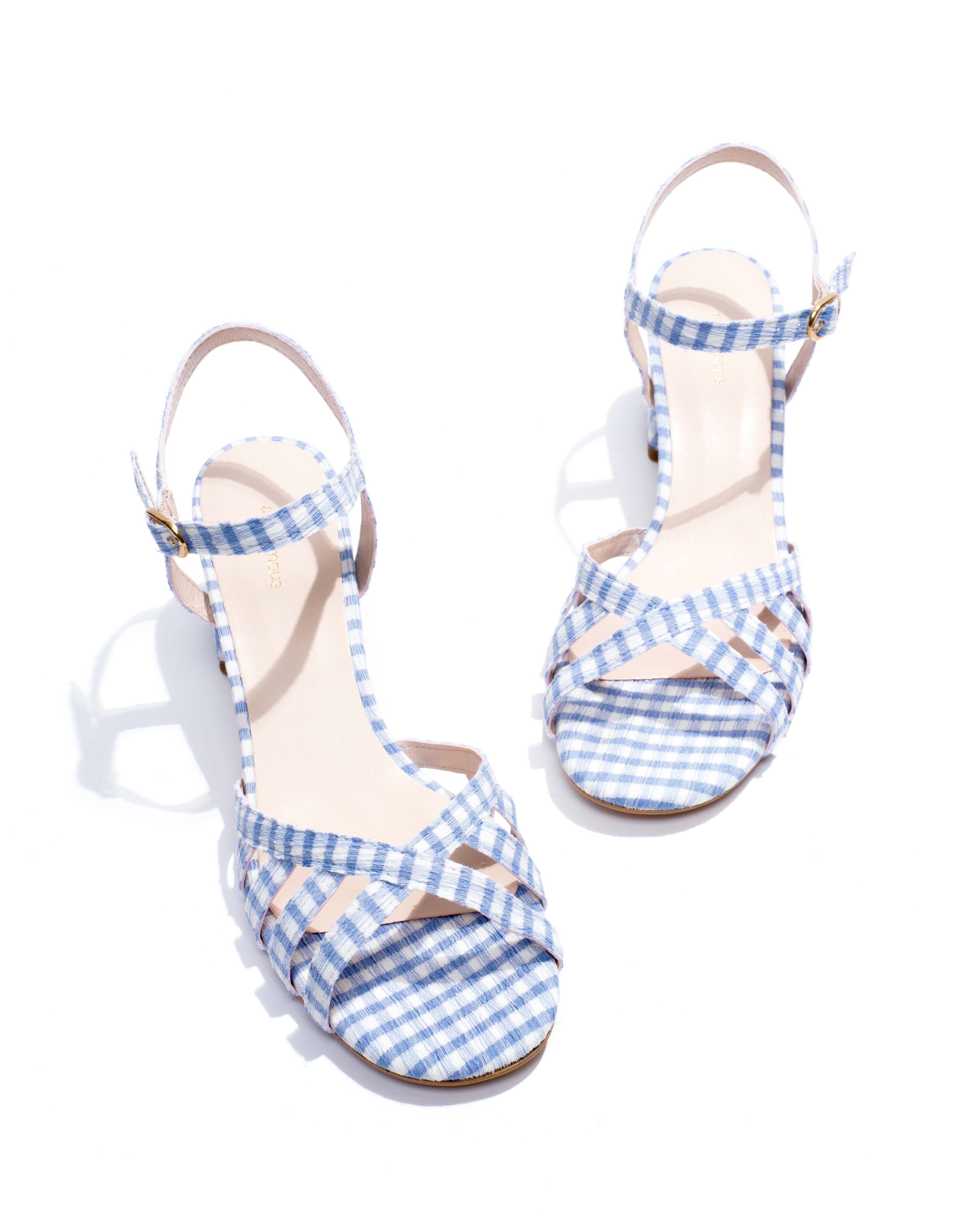 Issi 55 Pleated gingham vegan Bubble blue