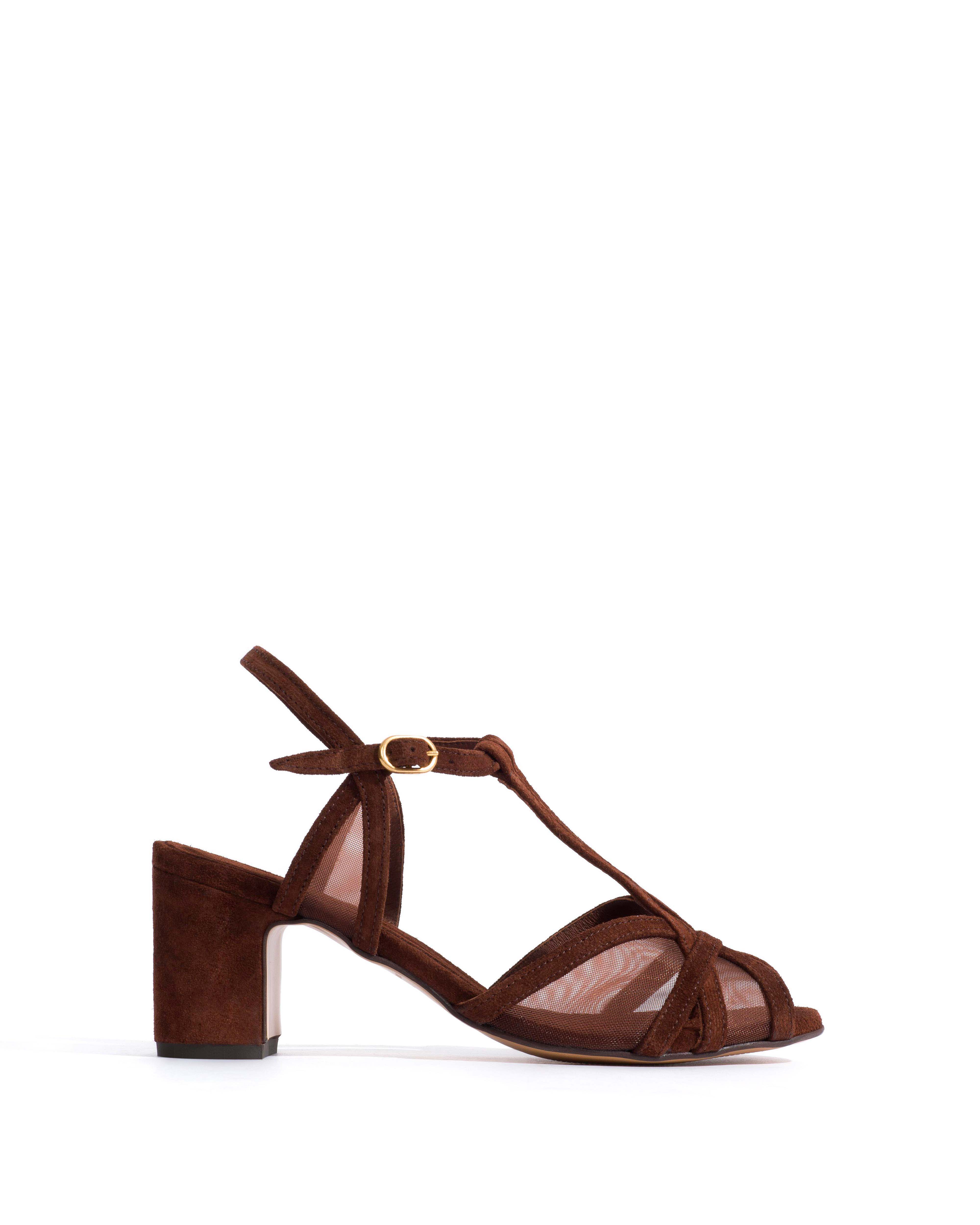 Therese 55 block mesh Calf suede & mesh Chocolate