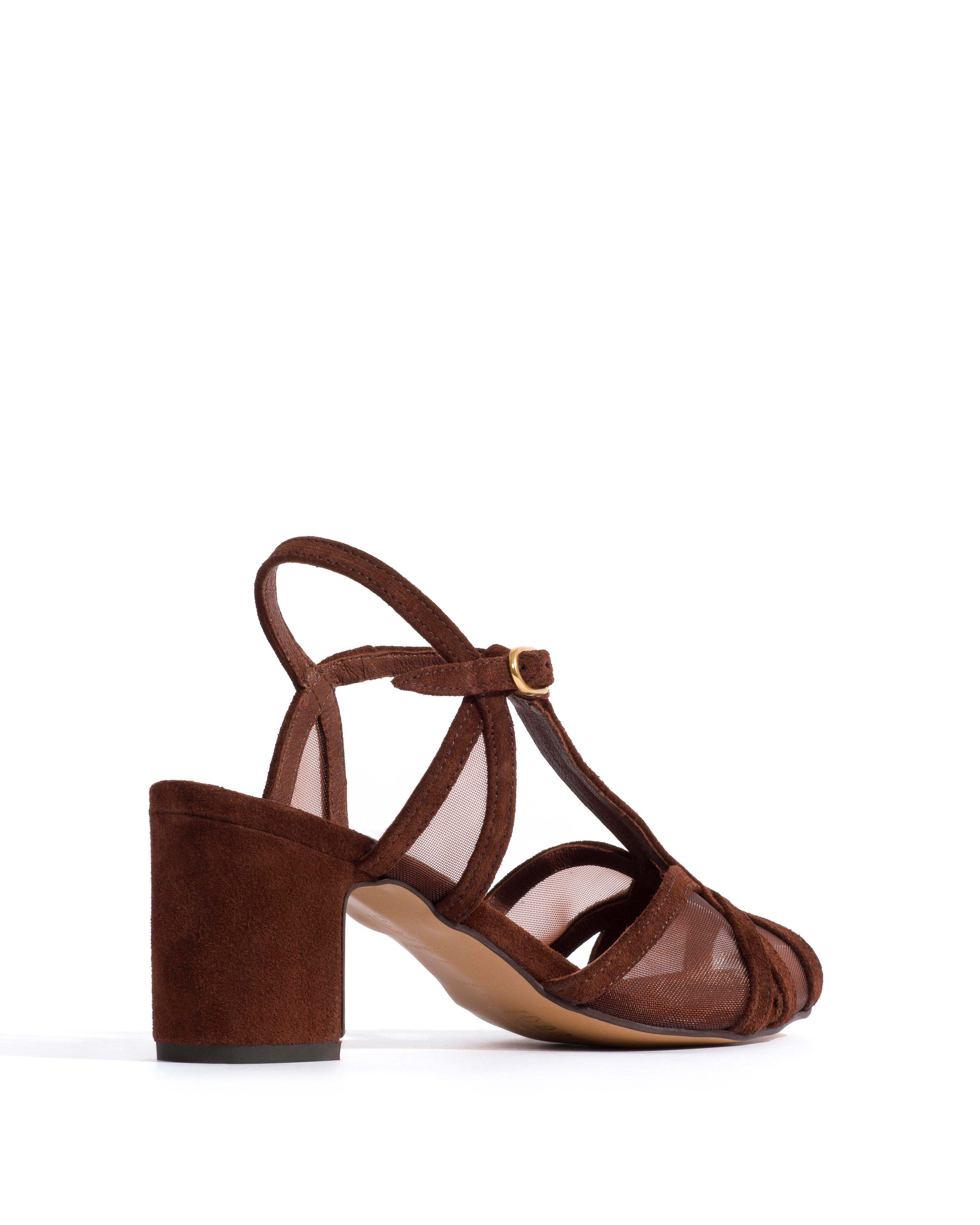 Therese 55 block mesh Calf suede & mesh Chocolate