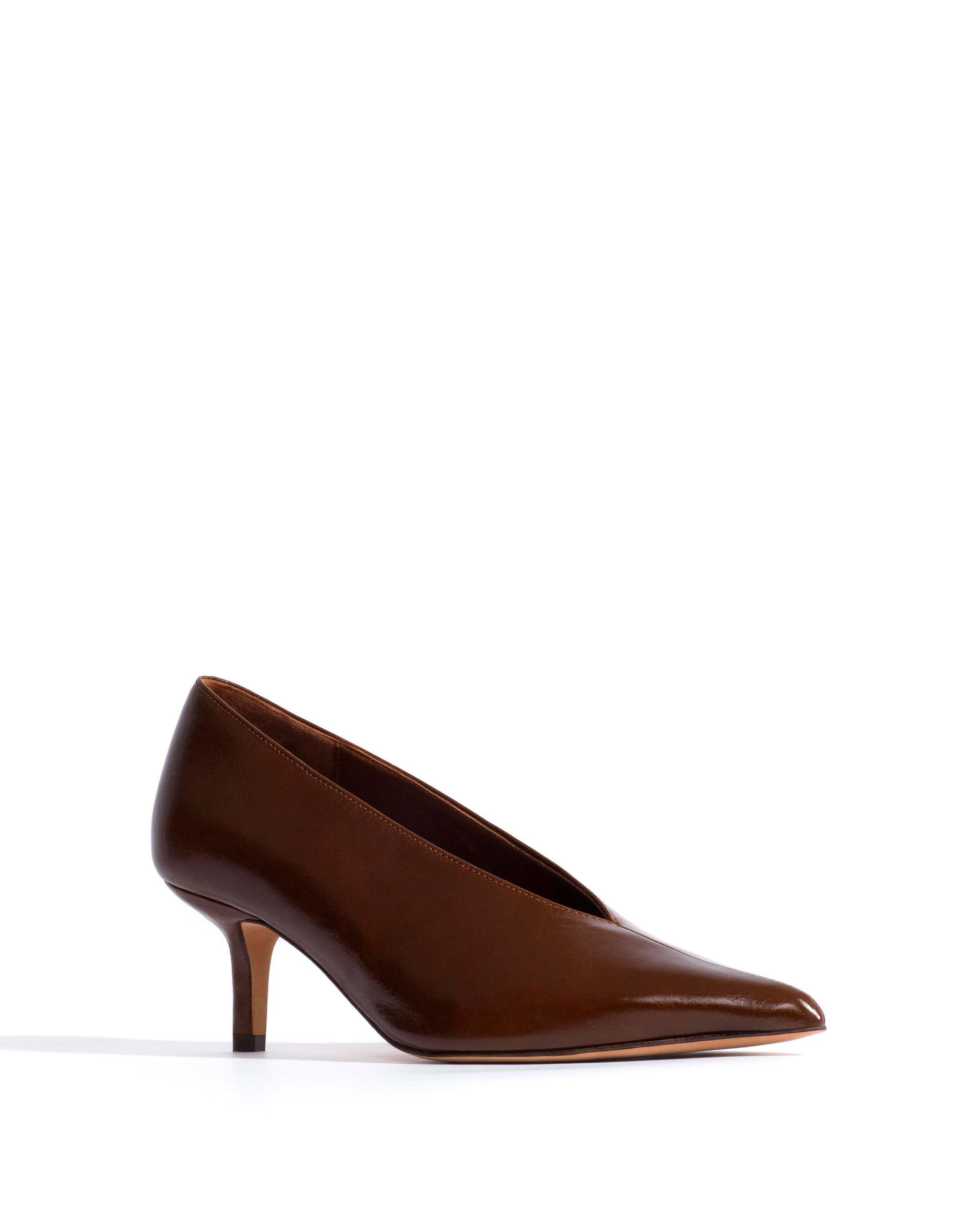 Phia 55 pin Crinkled polished goat Caramel brown